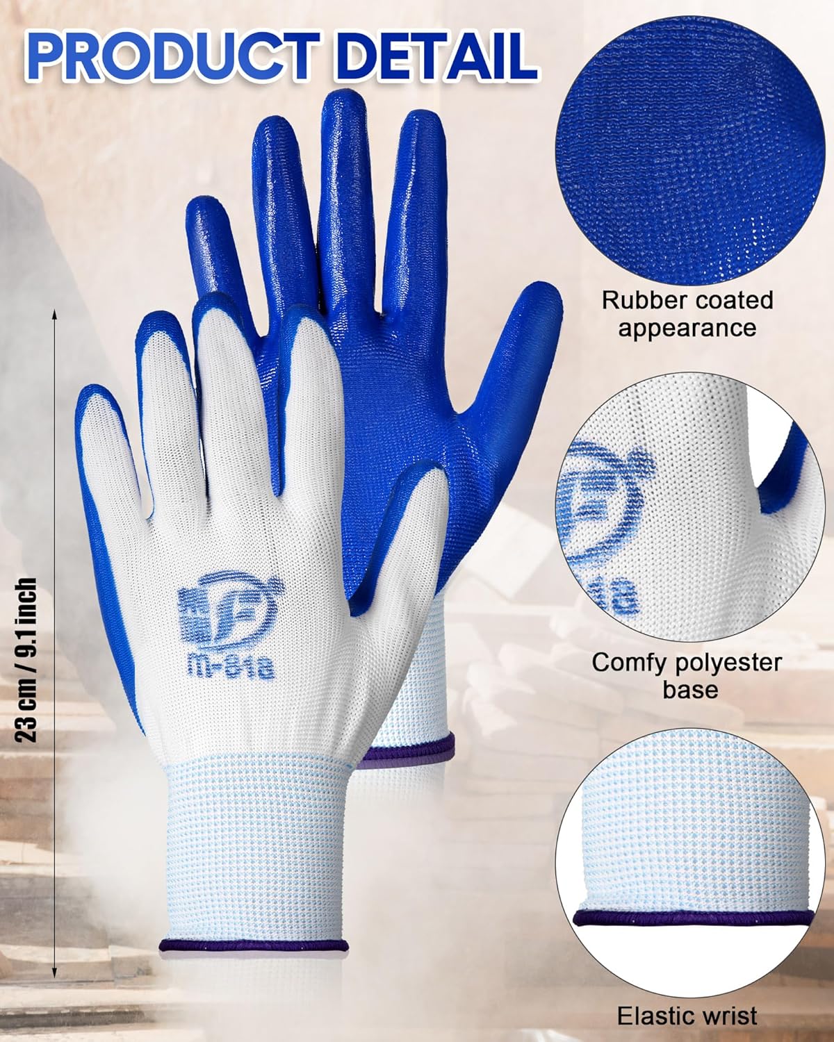 Nuogo 48 Pairs Gardening Gloves for Men Women Rubber Coated Safety Work Gloves Bulk for Gardening Construction Work