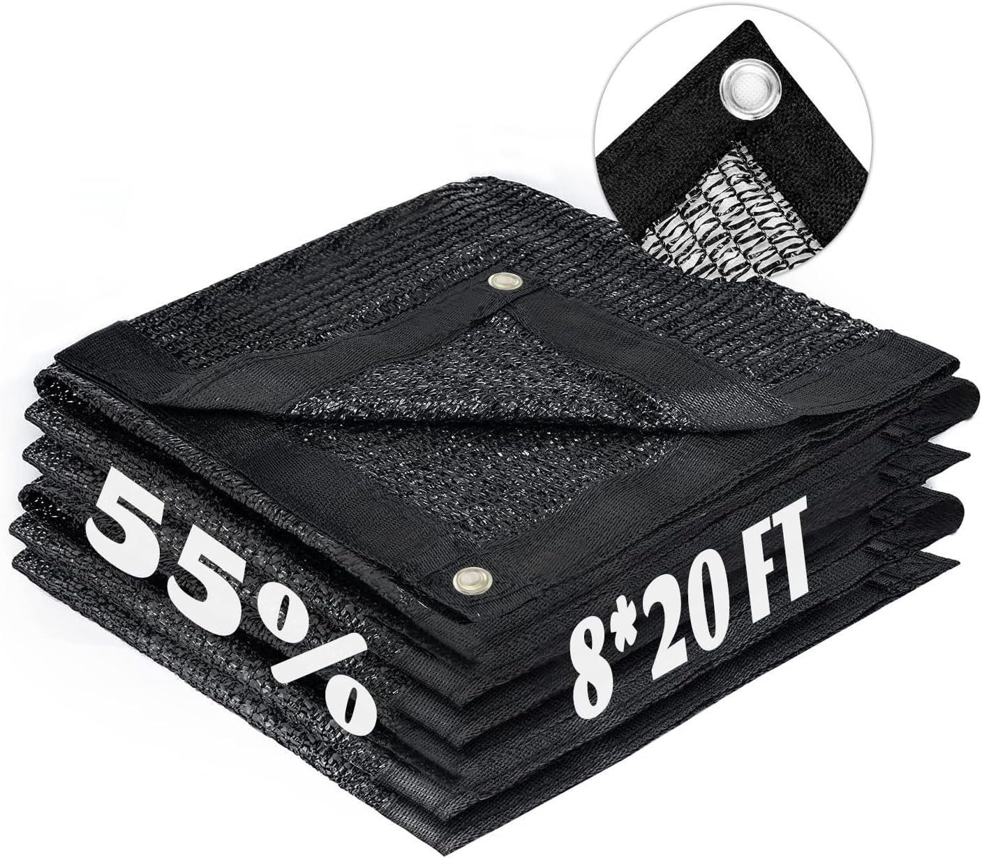 LOVE STORY 8x20FT 55% Black Shade Cloth Sun Shade Net with Grommets Sunblock Net Mesh Tarp for Garden,Plants Cover,Greenhouse and Patio