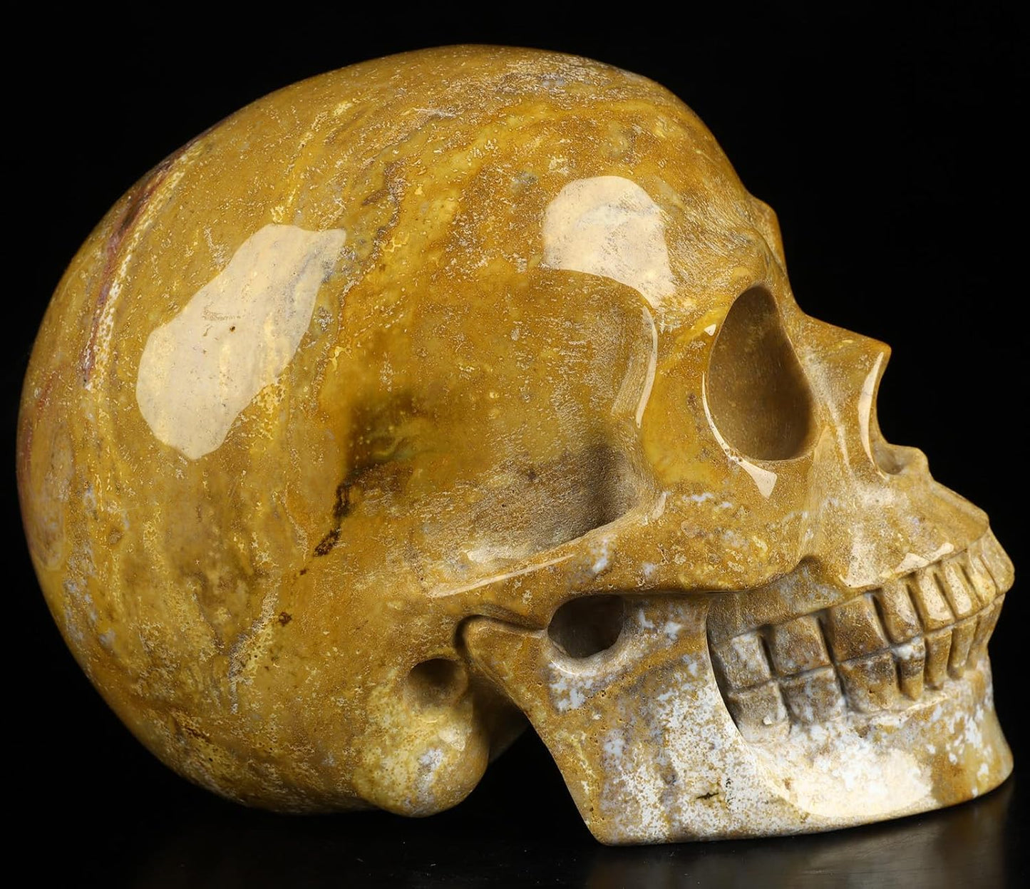 Skullis 5.0" Indian Agate Crystal Carved Crystal Skull. Hand Carved Gemstone Fine Art Sculpture.2393