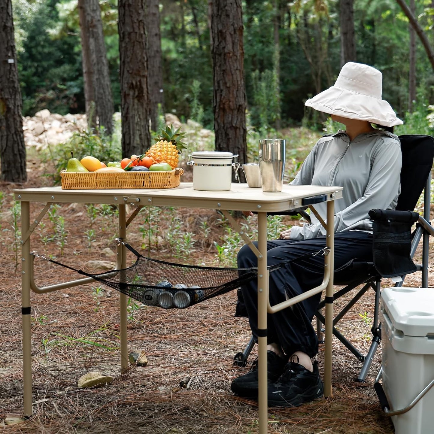 Folding Table 3FT Camping Table 2 Adjustable Height Lightweight Portable Aluminum Mini Foldable for Picnic Beach Indoor Outdoor, Yellow