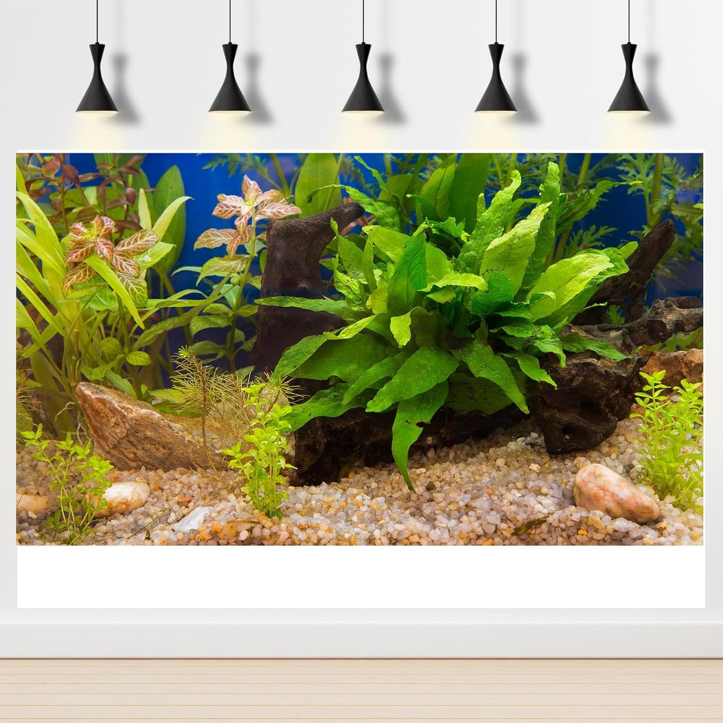 Fish Tank Background Underwater Grass Leaves Pebble Aquarium Background Vivid Green Aquatic Plant Terrarium Background Stone River Bed Fish Dead Wood Leaves Tank Background 30x12in