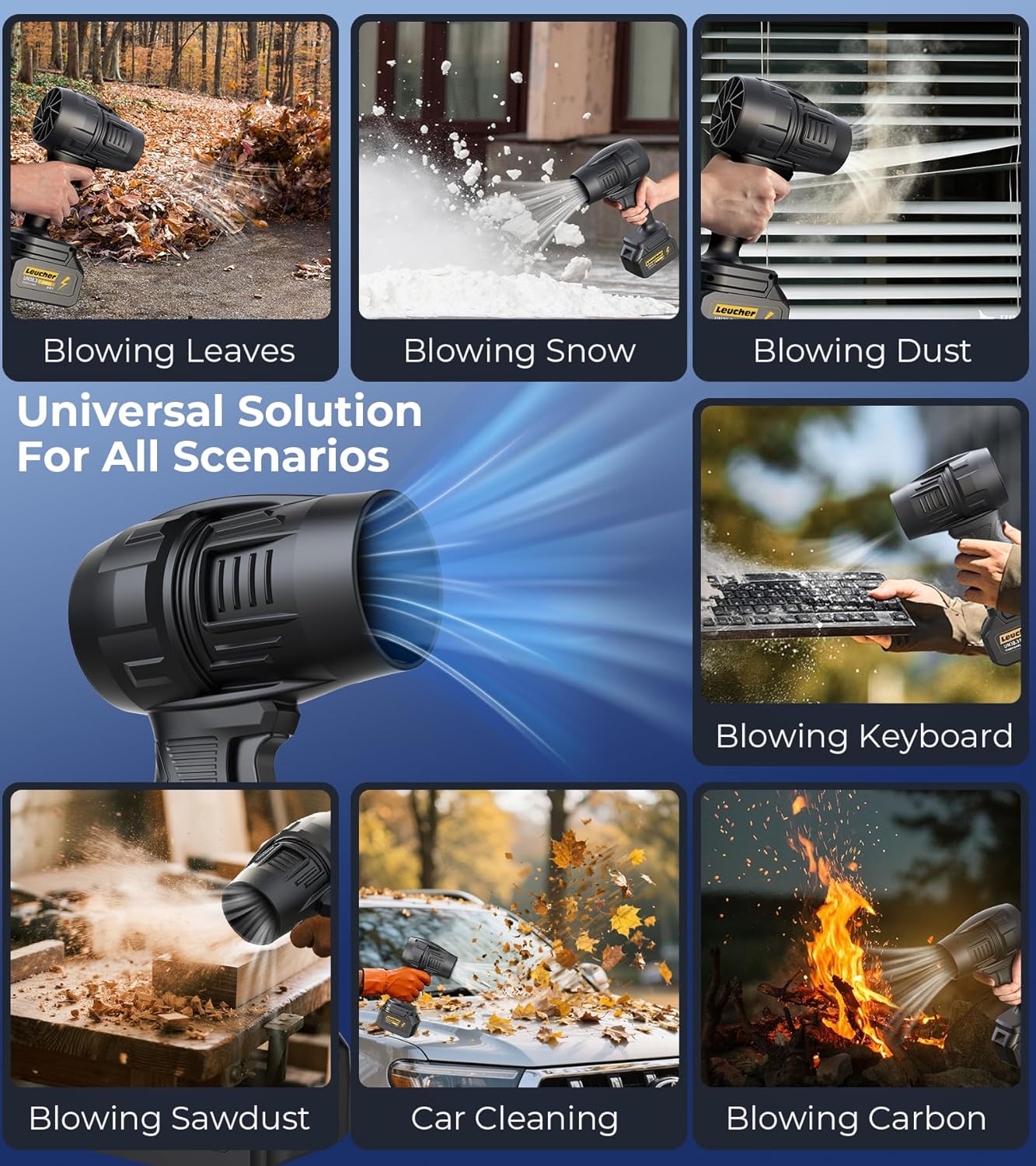 Electric Leaf Blower Cordless with Battery and Charger,300000RPM Air Turbo Jet Blower, Portable Lightweight Handheld Small Blowers for Lawn Care, Patio Cleaning, Blowing Leaves,Dust and Snow,Car Dryer