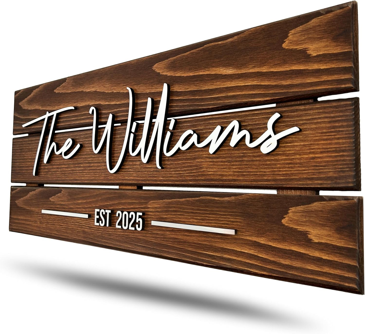 Wooden Name Sign Personalized and Custom, Solid Rustic Wood, Wedding Gifts for Couples, Home, Office, Family Last Name Established Signs, Est. Date Sign 23x10"