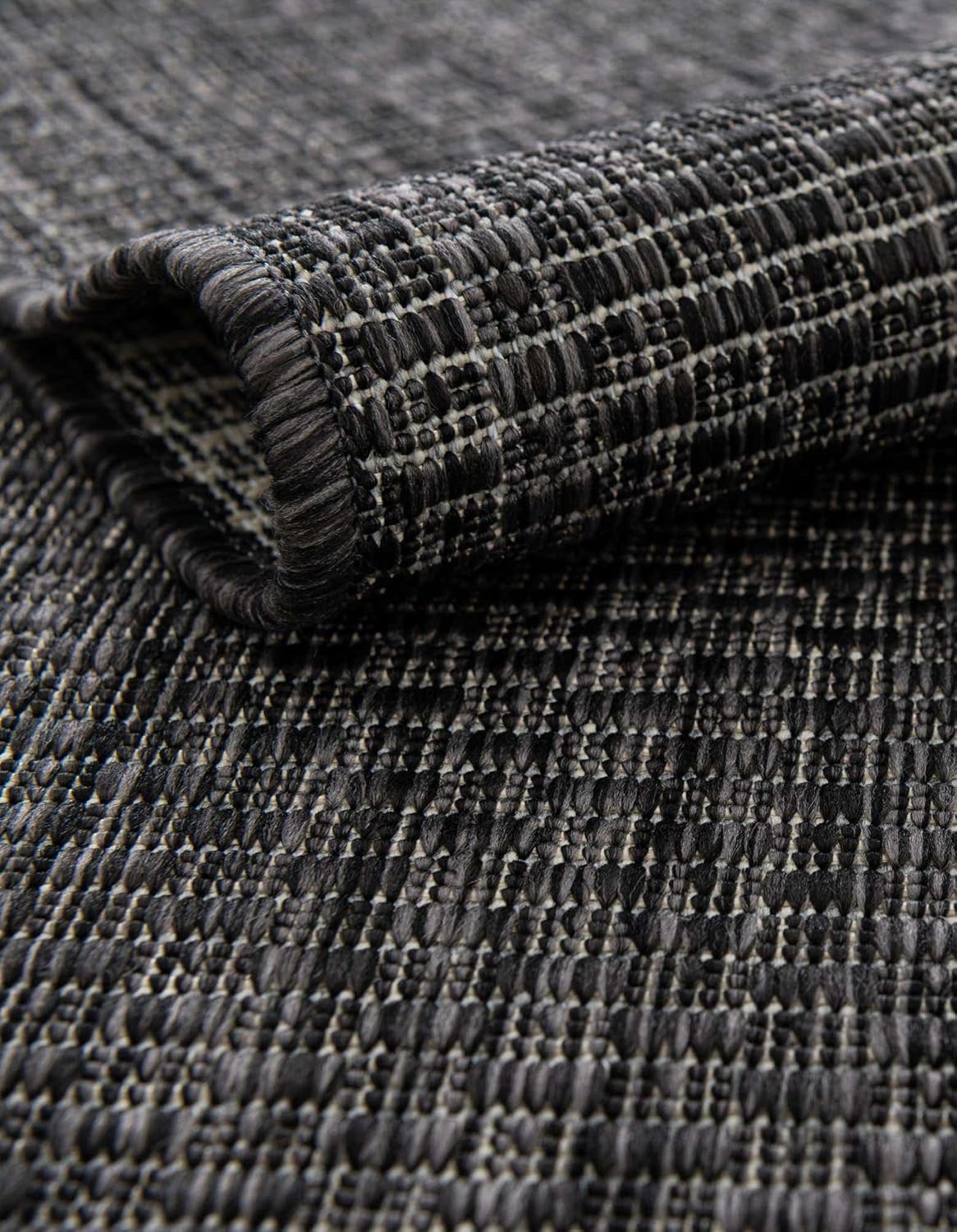 Unique Loom Collection Casual Transitional Solid Heathered Indoor/Outdoor Flatweave Area Rug (2' 7" x 4' 1" Hearth, Black/Ivory)