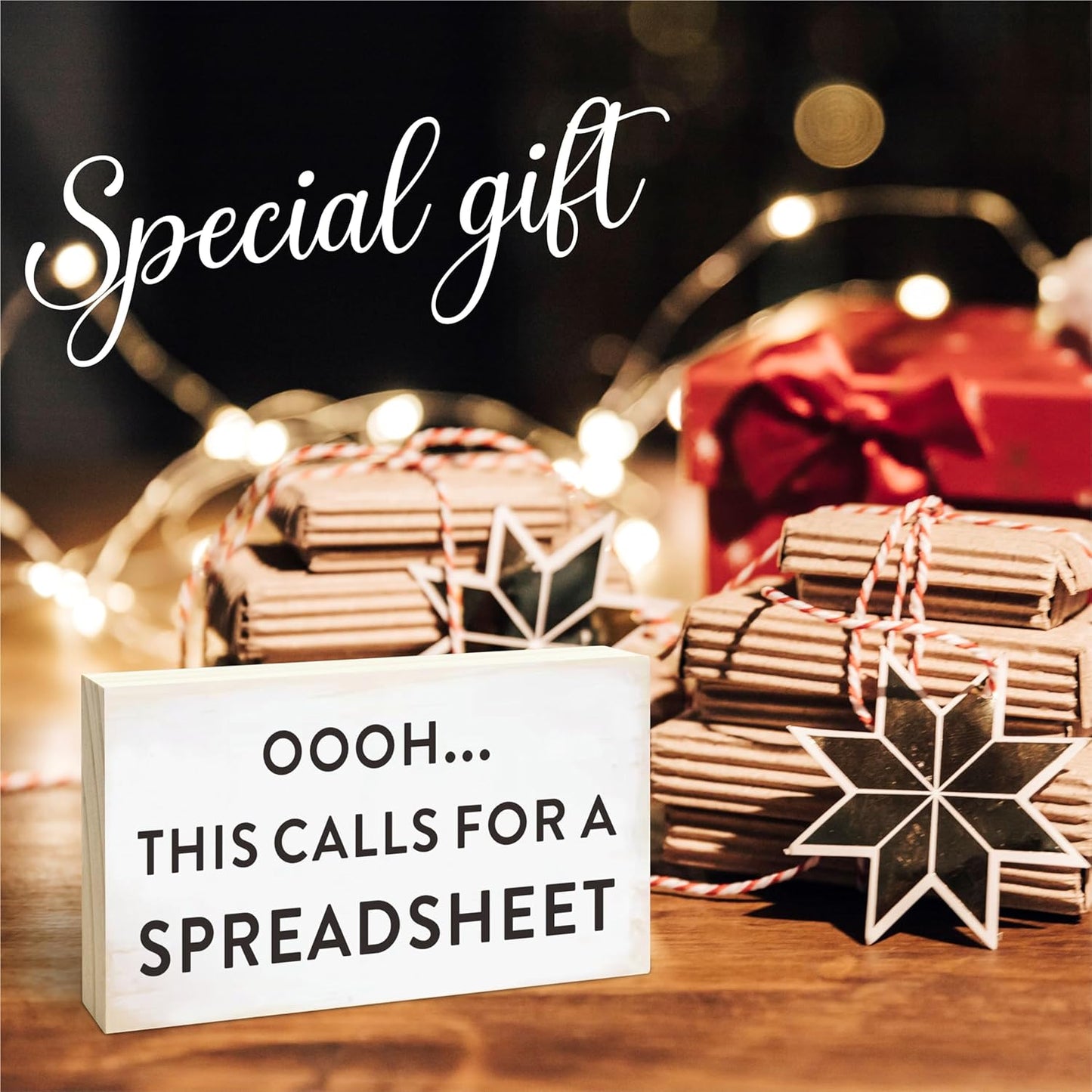 Rustic Wooden Block Sign - Oh This Calls For A Spreadsheet - 5"X3" Pine Wood Plaque, Home & Office Decor, Gift For Colleagues, HR, Friends, Desk & Tabletop, Shelf Accessories - A19