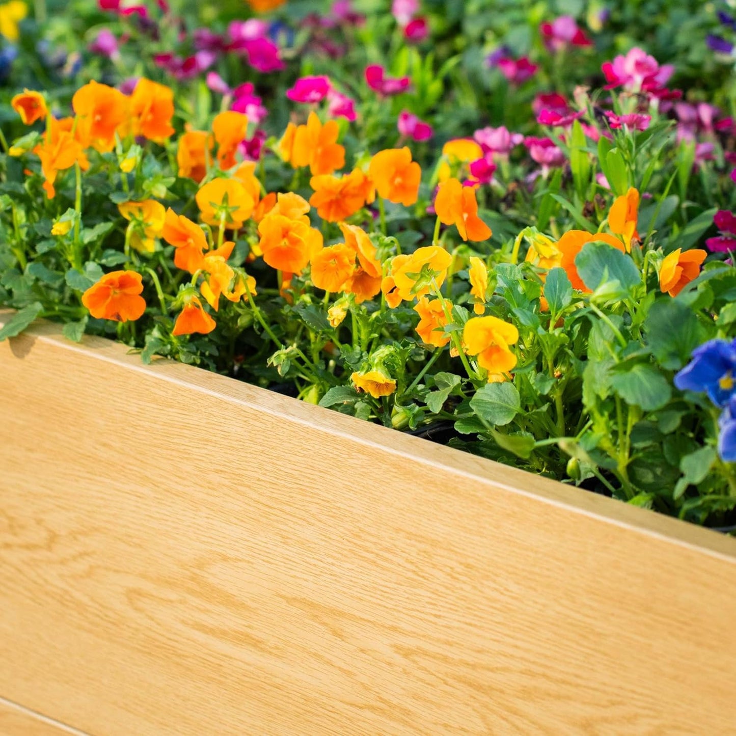 Woodgrain Series Raised Garden Bed, 4' x 4' Outdoor Wooden-Look Metal Planter Box for Gardening Vegetables Flowers Herbs