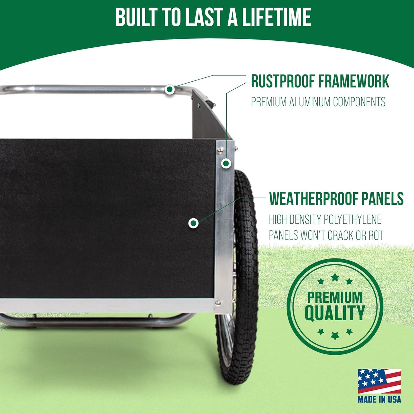 Smart Carts Ultimate Gardener Cart with 7 CF Capacity, Large 20-Inch Wheels for Effortless Maneuverability, and Aluminum Frame That is Strong, Lightweight, and Rustproof