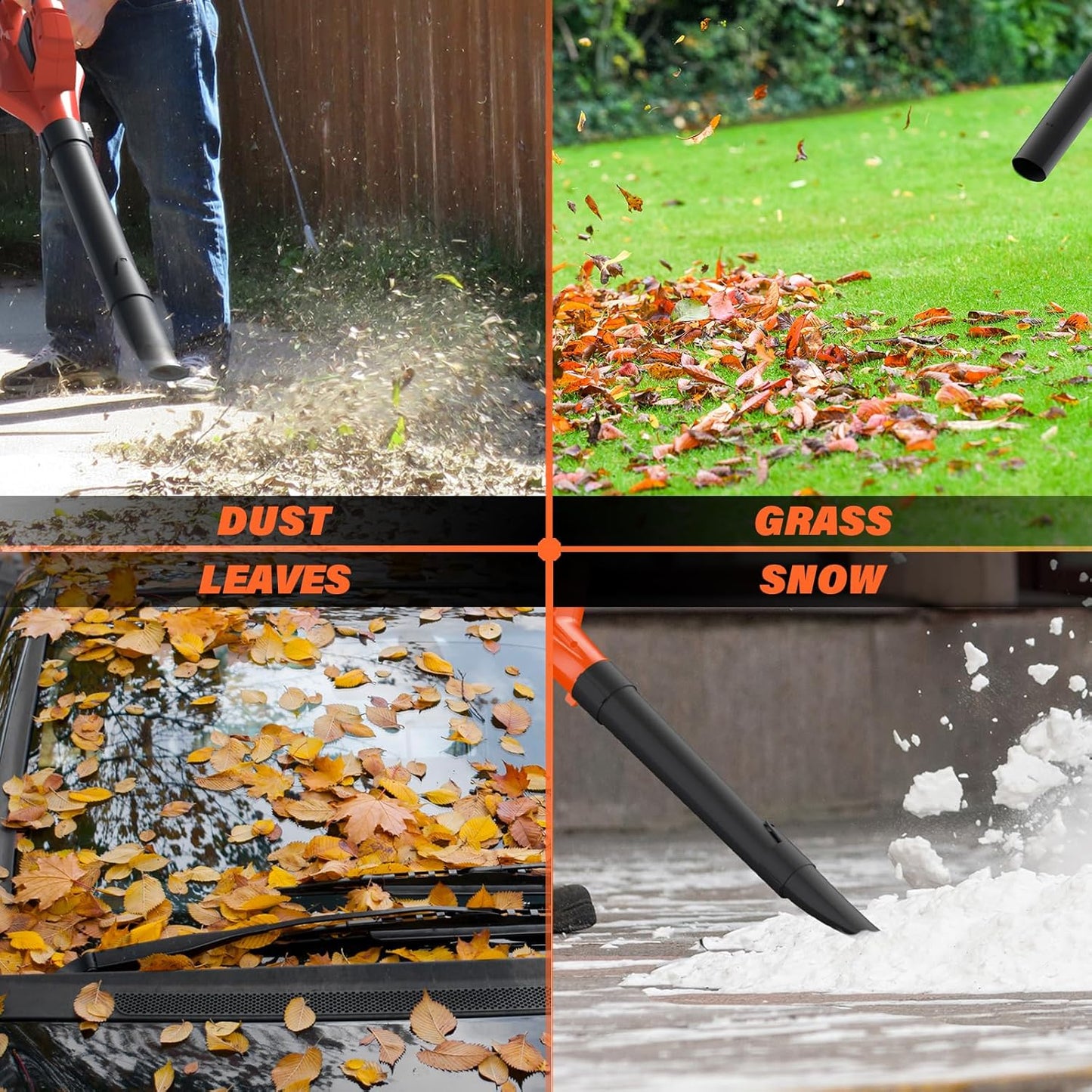 SOYUS Leaf Blower, 20V Leaf Blower Cordless with 2x2.0Ah Battery and Charger, 150 MPH Electric Leaf Blowers with Two-Speed Mode, Blowers for Lawn Care, Debris Dust Cleaning(Orange)