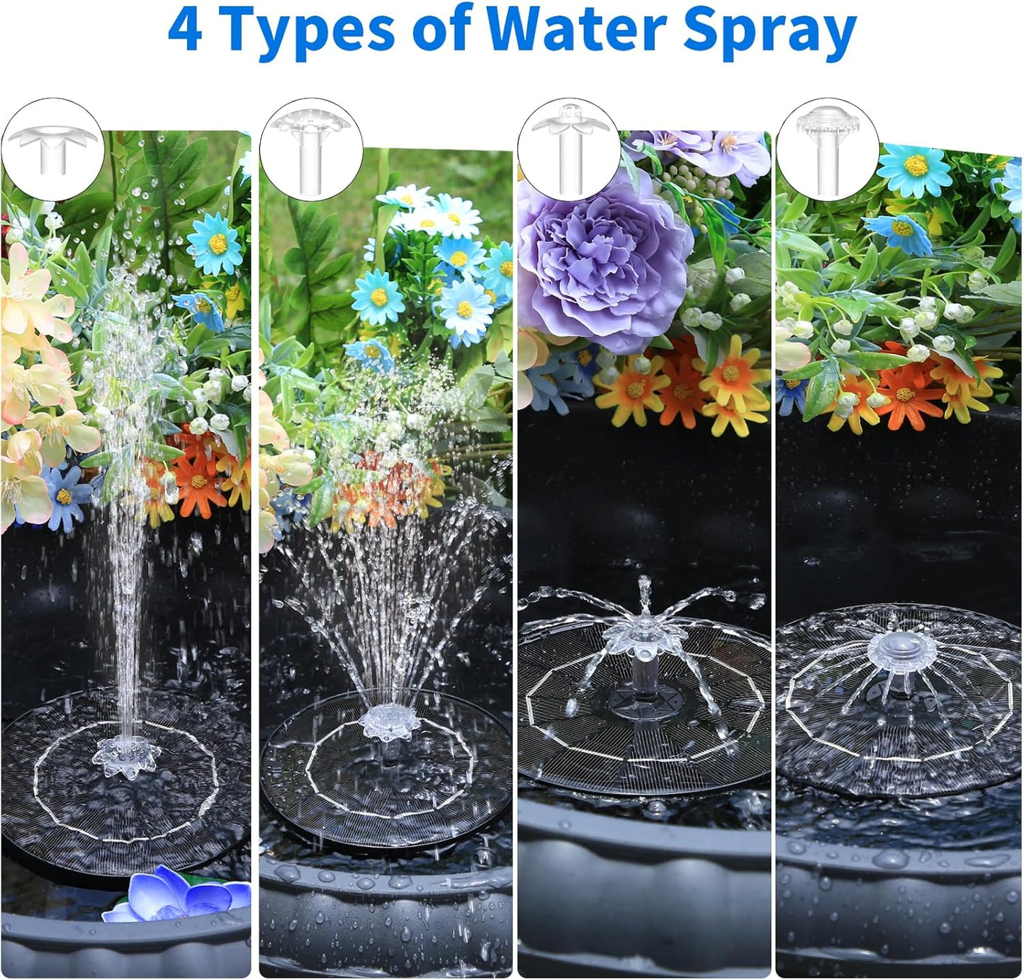 AISITIN 3.5W Solar Water Fountain with Storage & Integrated Bracket, Floating Solar Fountain Pump with Nozzles for Bird Bath, Garden, Pond, Pool, Aquarium and Outdoor