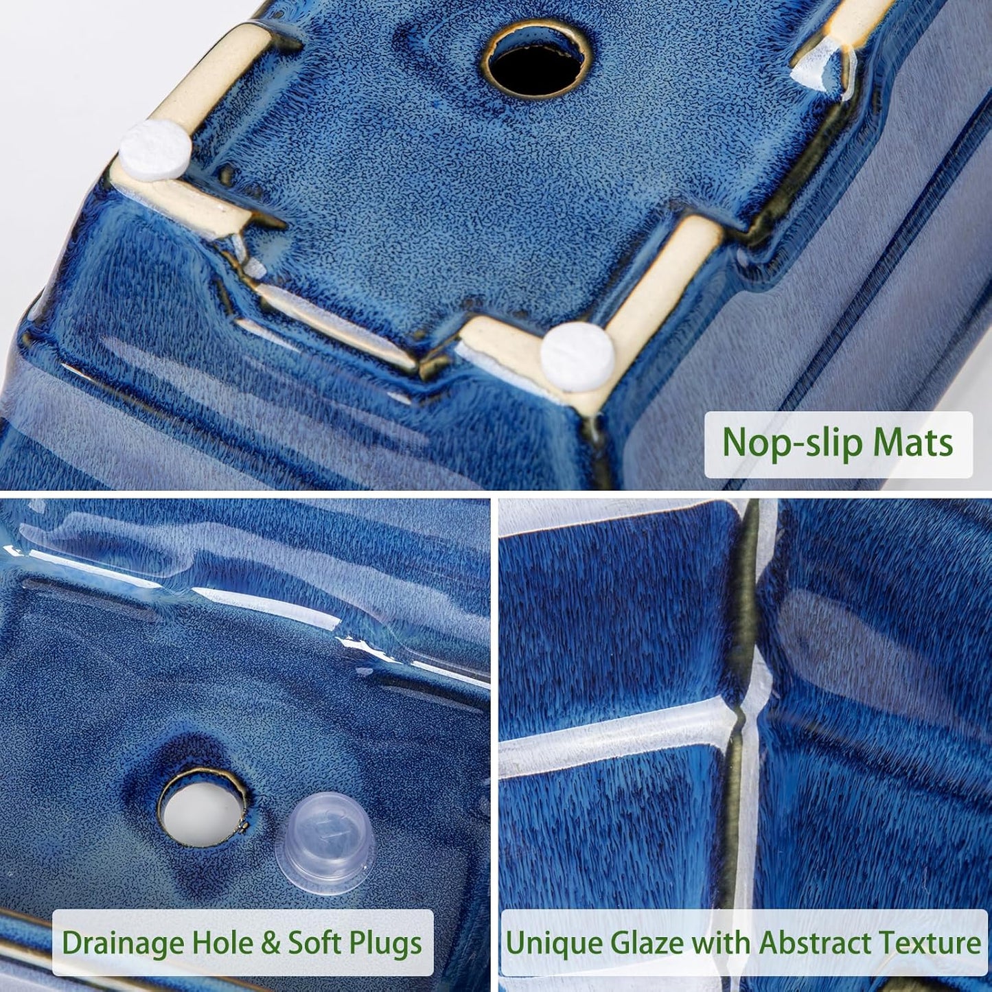 Succulent Planters Bonsai Pots for Live Bonsaii Trees Set of 2, 8.7" Large Ceramic Shallow Pot for Succulents Indoor with Drainage Hole, Outdoor Cactus Plant Bonsai Pots, Ceramic Flower Pot