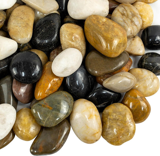 Large Pebbles for Landscaping 40lbs, 2-3 Inch River Rocks for Aquarium, High Polished Natural Decorative Stones for Vase Filler Fish Tank Gardening, Mixed Color