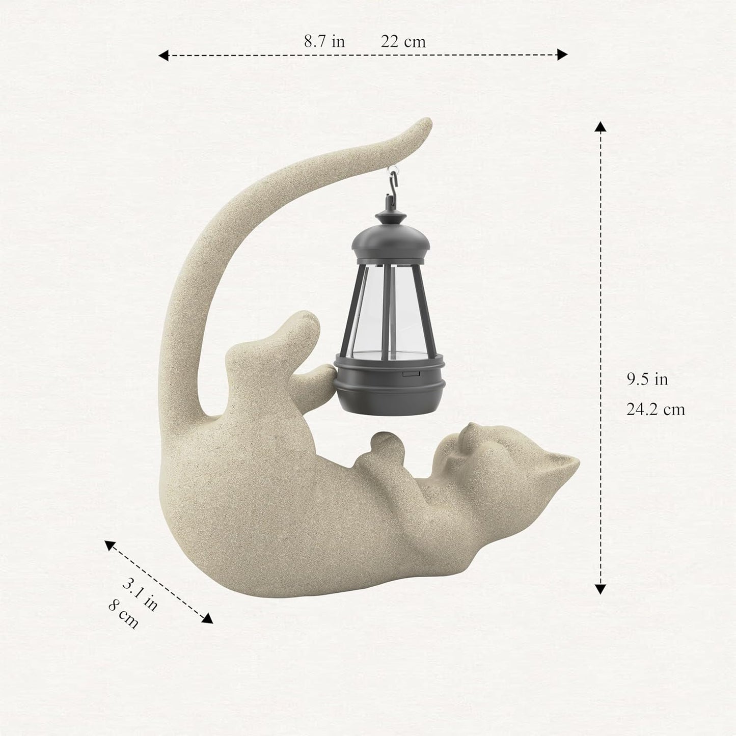 Solar Cat Garden Statue 10 Inch Porch Patio Decor for Outside Yard Decoration Outdoor Unique Housewarming Gardening Birthday Gifts for Cat Lovers Women Grandma