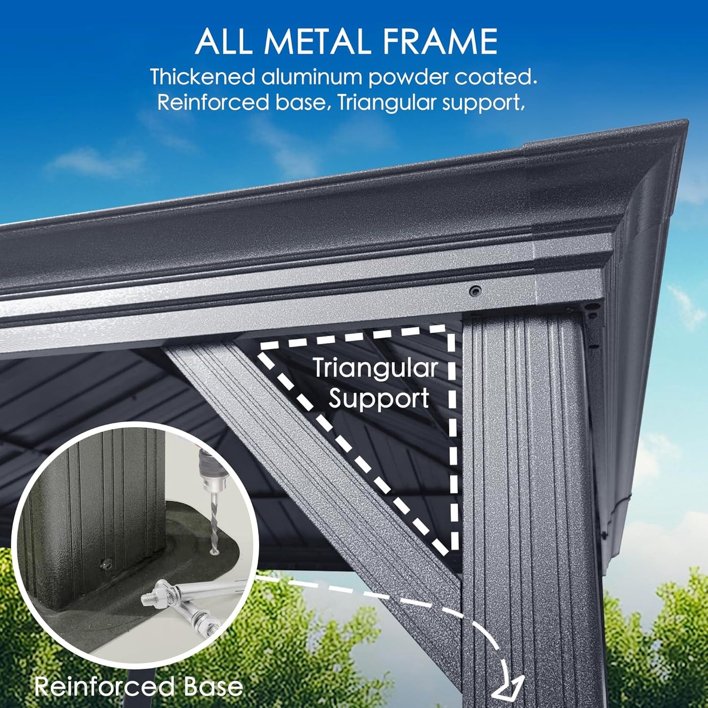 Kozyard Alexander 12' X 20' Hardtop Permanent Aluminum Metal Gazebo with Galvanized Steel Double Roof Canopy, Curtain and Netting Pavilion for Patio, Backyard, Deck, Lawn (Gray)