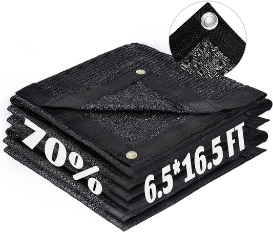 LOVE STORY 6.5x16.5FT 70% Black Shade Cloth Sun Shade Net with Grommets Sunblock Net Mesh Tarp for Garden,Plants Cover,Greenhouse and Patio