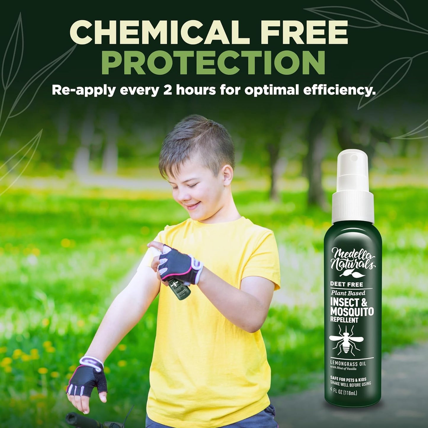Insect & Mosquito Repellent, DEET-Free Naturally Derived Formula, Kid and Pet Friendly, Made in The USA, 4 Ounce Spray Bottle
