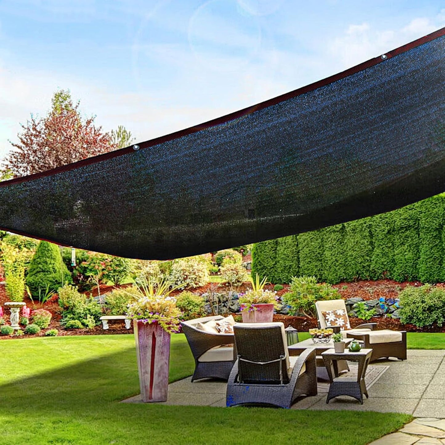 winemana Black Shade Cloth 90%, 30x50 FT Mesh Tarp - Garden Shade for Greenhouse, Patio, Vegetables, Plants Cover and Chicken Coops, Sunshade Net for Outdoor Protection with Reinforced Grommets