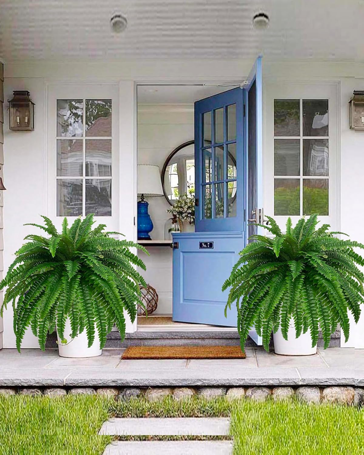 GYERB Large Fake Boston Ferns, 88 Branches Artificial Ferns, Faux Fern Plants for Home, Office, Garden Indoor Outdoor Decoration(48 inch,1pack)