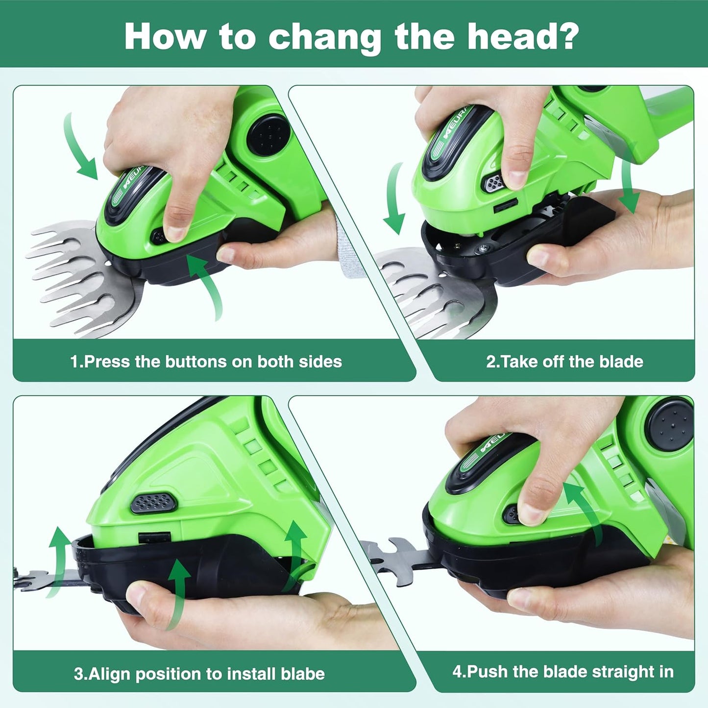 21V Electric Cordless Hedge Trimmers with 2 Rechargeable Battery - Electric Bush Trimmer Cordless Grass Shears Handheld Grass Cutter, Shrubbery Trimmer Hedge Shear for Garden and Lawn