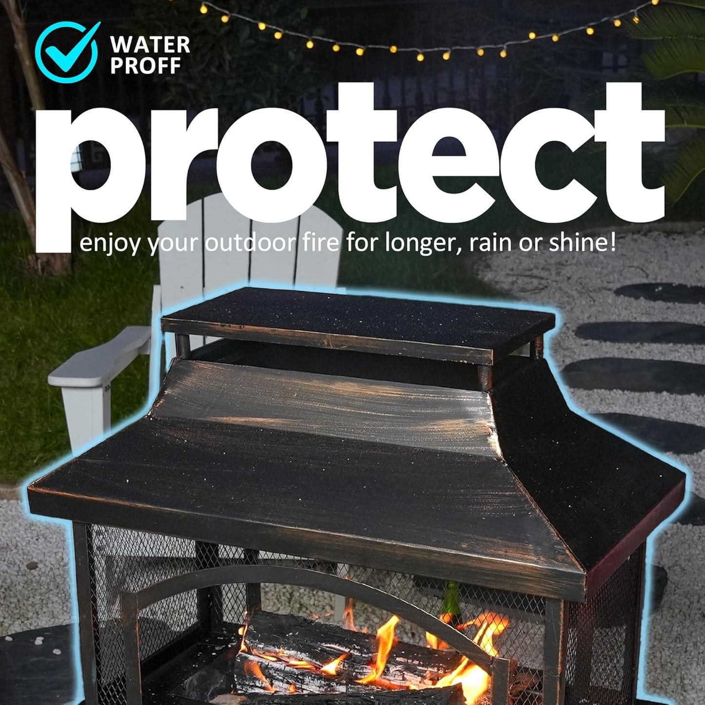 Red Mountain Valley 37in Outdoor Wood Burning Fireplace, Large Outdoor Fire Pit with Log Grate and Poker, Chimney Outside Fireplace with Firewood Racks Storage for Patio, Garden and Backyard