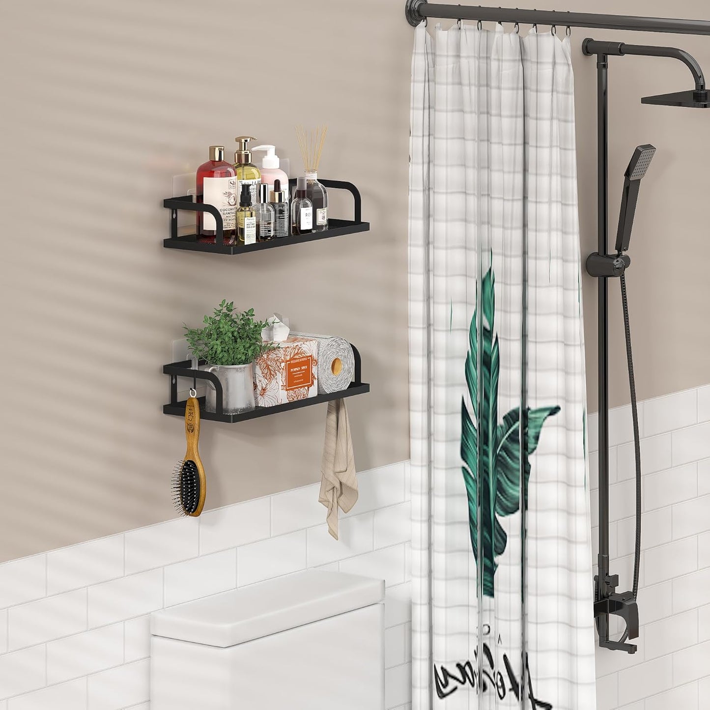 PUSDON Metal Wall Hanging Basket 2 Packs DIY Suitable for Multiple Scenes - Black Hollowout 12.6in