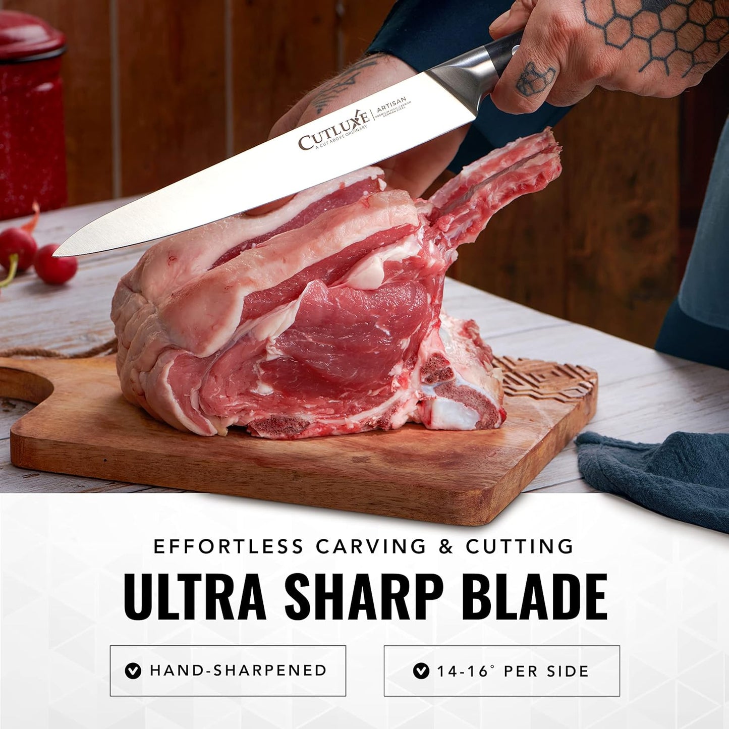 Cutluxe Turkey Carving Knife Set Carving Fork & Knife for Meat, BBQ, Brisket Razor Sharp Premium German Steel Full Tang, Ergonomic Handle Artisan Series