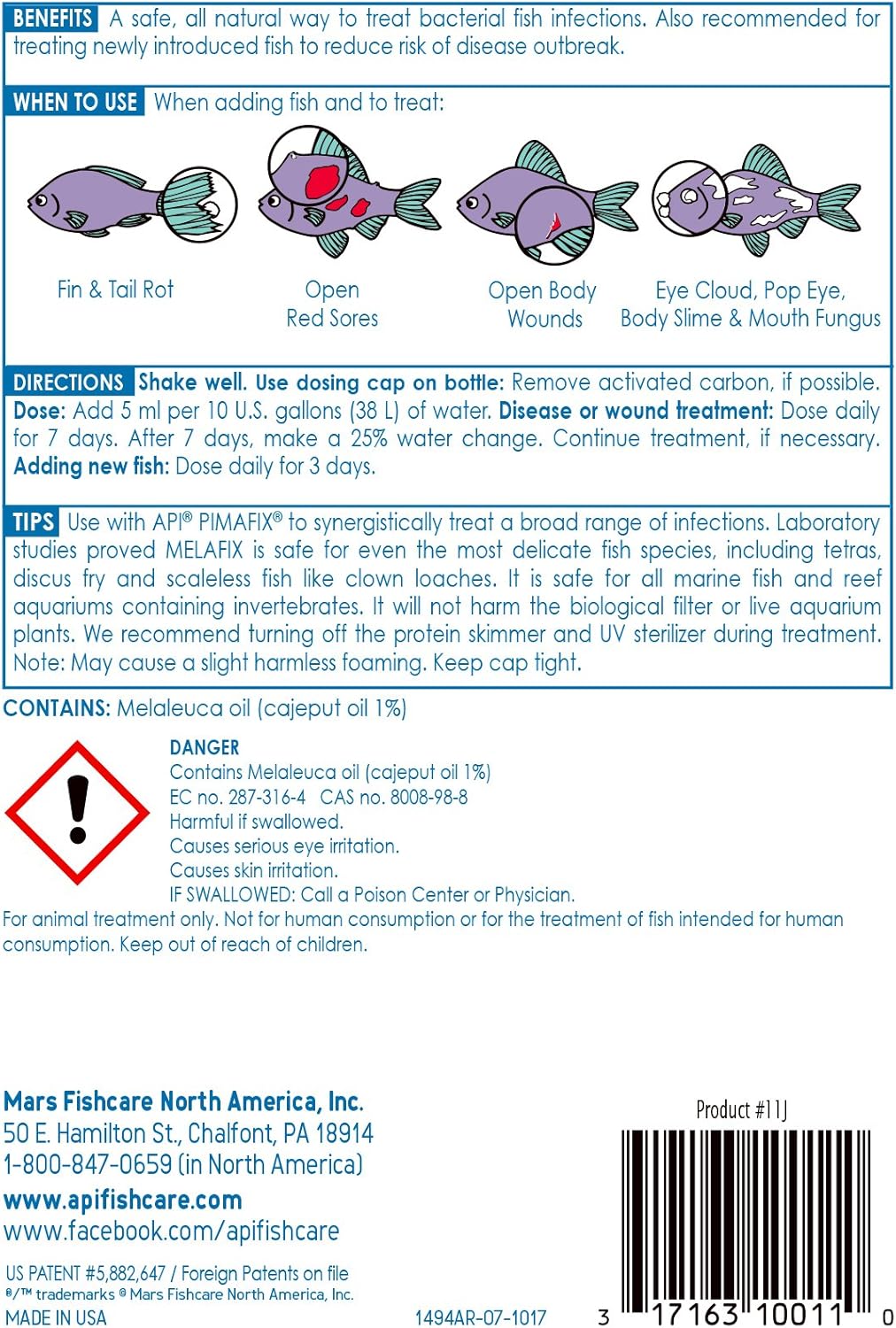 API MELAFIX Freshwater Fish Bacterial Infection Remedy 16-Ounce Bottle