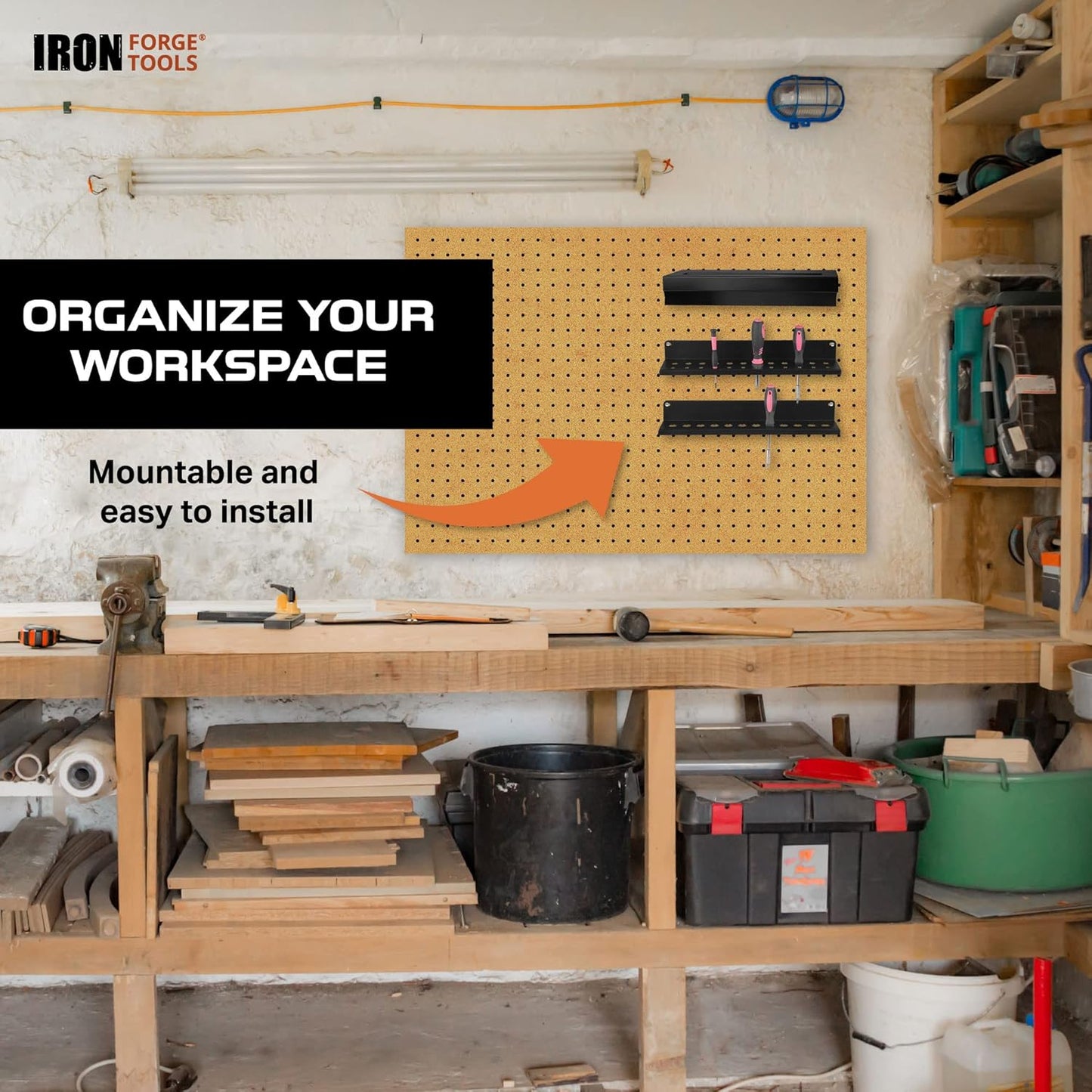 Metal Hand Tool Organizer, Hammer & Pliers and Screwdriver Storage Rack - Wall Mounted Holder for Workshop, Organizer and Storage