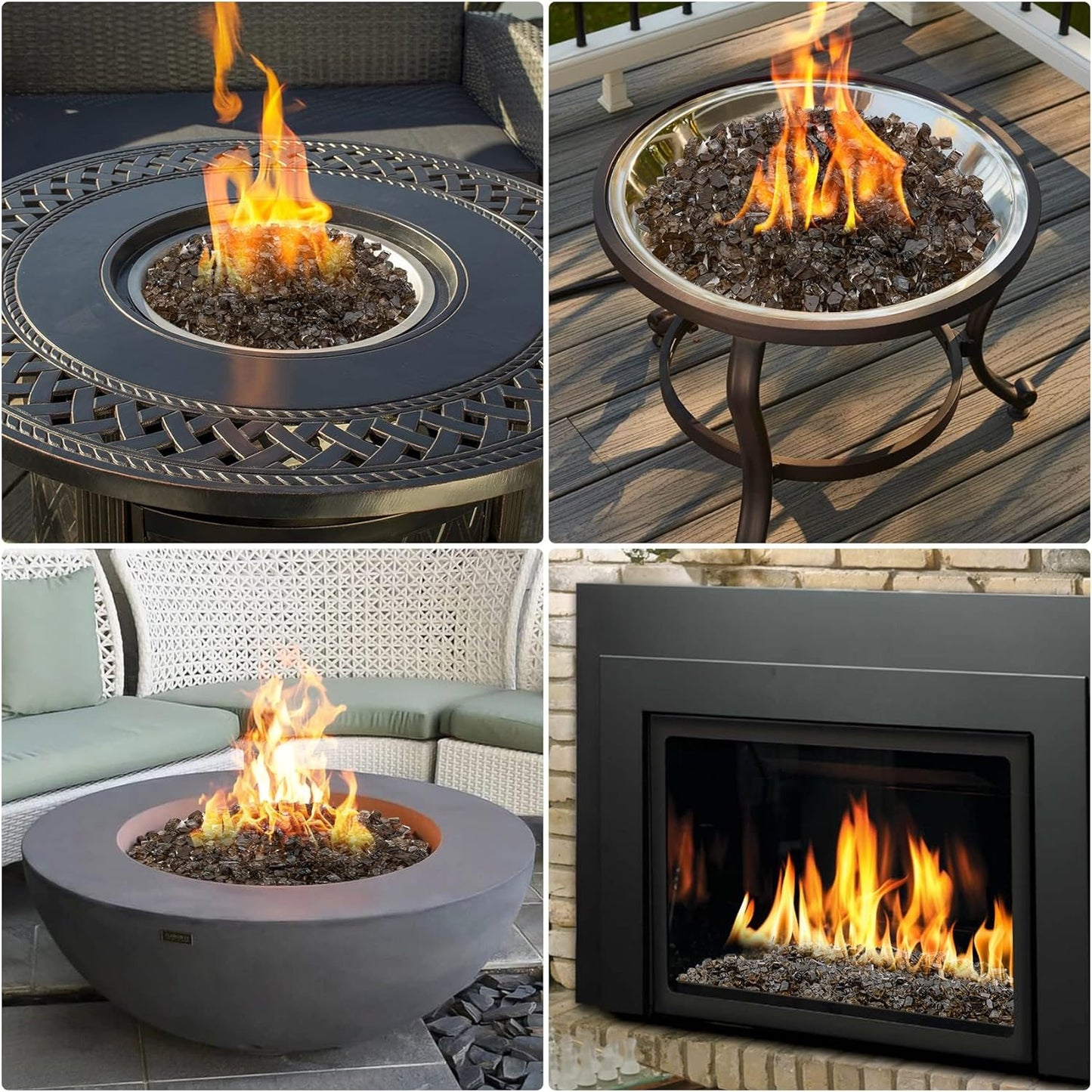 Mr. Fireglass 10 Pounds Fire Glass - 1/4 Inch High Luster Reflective Tempered Glass Rocks for Fireplace Fire Pit Table and Landscaping, Bronze