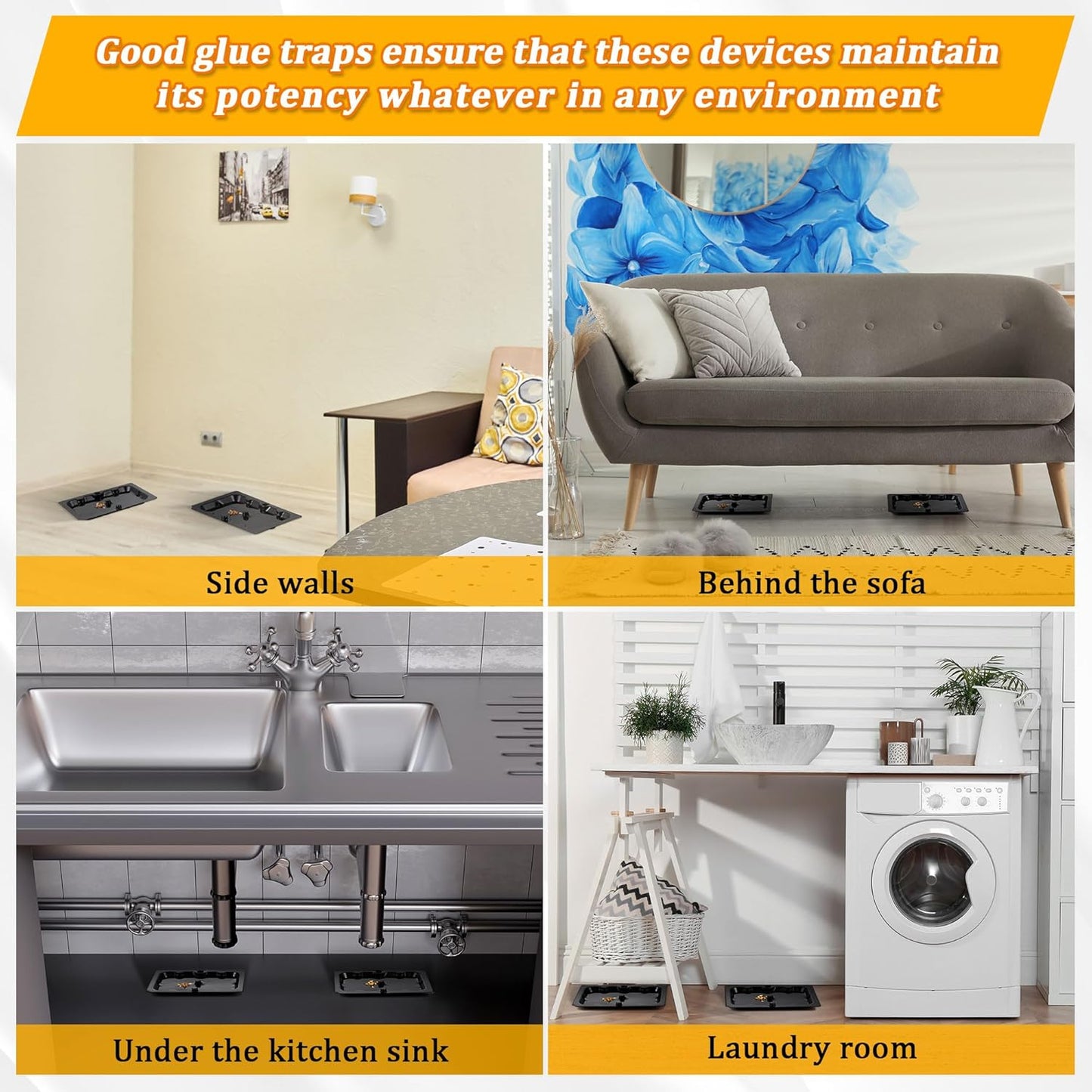 Qualirey 36 Pack Mouse and Insect Glue Traps, Strong Sticky Mice Traps Indoor for Home, Pre Scented Rodent Pads with Non Toxic Glue for House Garage, Ready to Use, Safe to Children and Pets (Black)