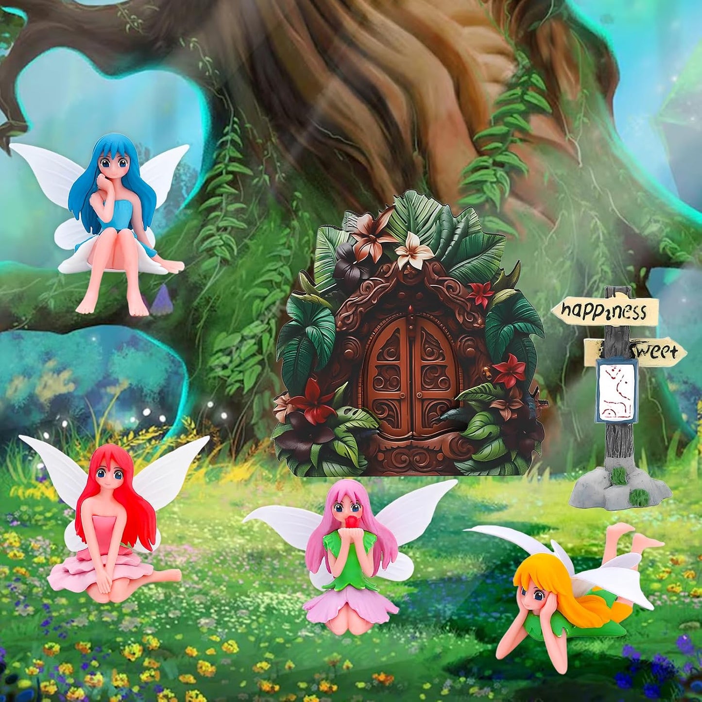 ONEST 6 Pieces Miniature Fairy Garden Accessories Small Fairy Figurines Hand Painted Fairies Figures for Car Decor Garden Flower Pot Birthday Cake Topper