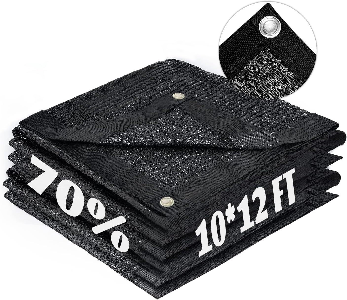 LOVE STORY 10x12FT 70% Black Shade Cloth Sun Shade Net with Grommets Sunblock Net Mesh Tarp for Garden,Plants Cover,Greenhouse and Patio