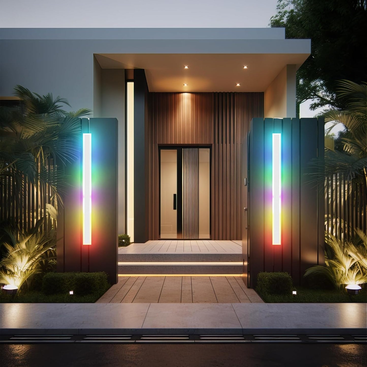 Modern Outdoor Wall Lights, 2 Pack Long Wall Sconce, Lighting Fixtures Long Wall Light 24w Waterproof Ip65 Black Exterior Sconce Led Linear Light for Garage, Patio (2pack-white, 40inch)