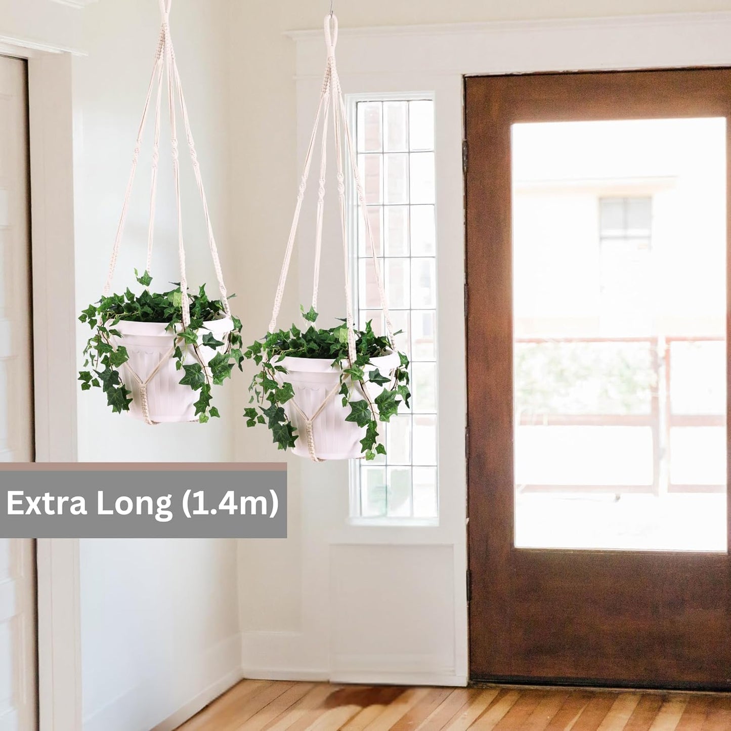 2 Pack Giant XXL 55 Inches Macrame Planter Hanger Large for 15 inch Pot + Swag Hook | Extra Large Hanging Planter for Indoor Plants | No Pot/Plant Included (XXL)