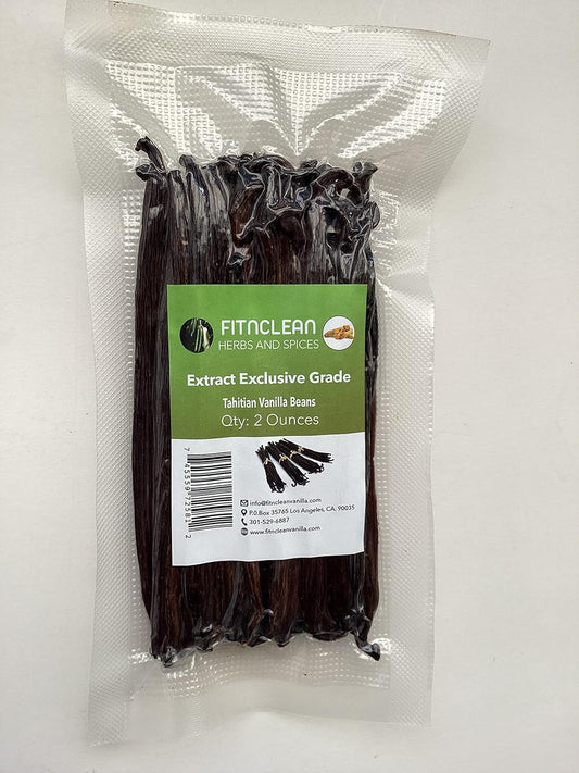 2oz. Tahitian Vanilla Beans Grade B Extract Exclusive (1/8 Lb) Bulk|4"-5" Whole Natural Raw NON-GMO PODS by FITNCLEAN VANILLA