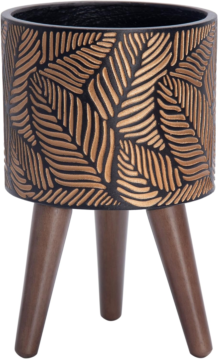 D'vine Dev 8 Inch Planter Pot with Stand, Mid-Century Tall Plant Pot with Legs for Indoor Plants, Small, Bronze/Grey, 88-L-A-6