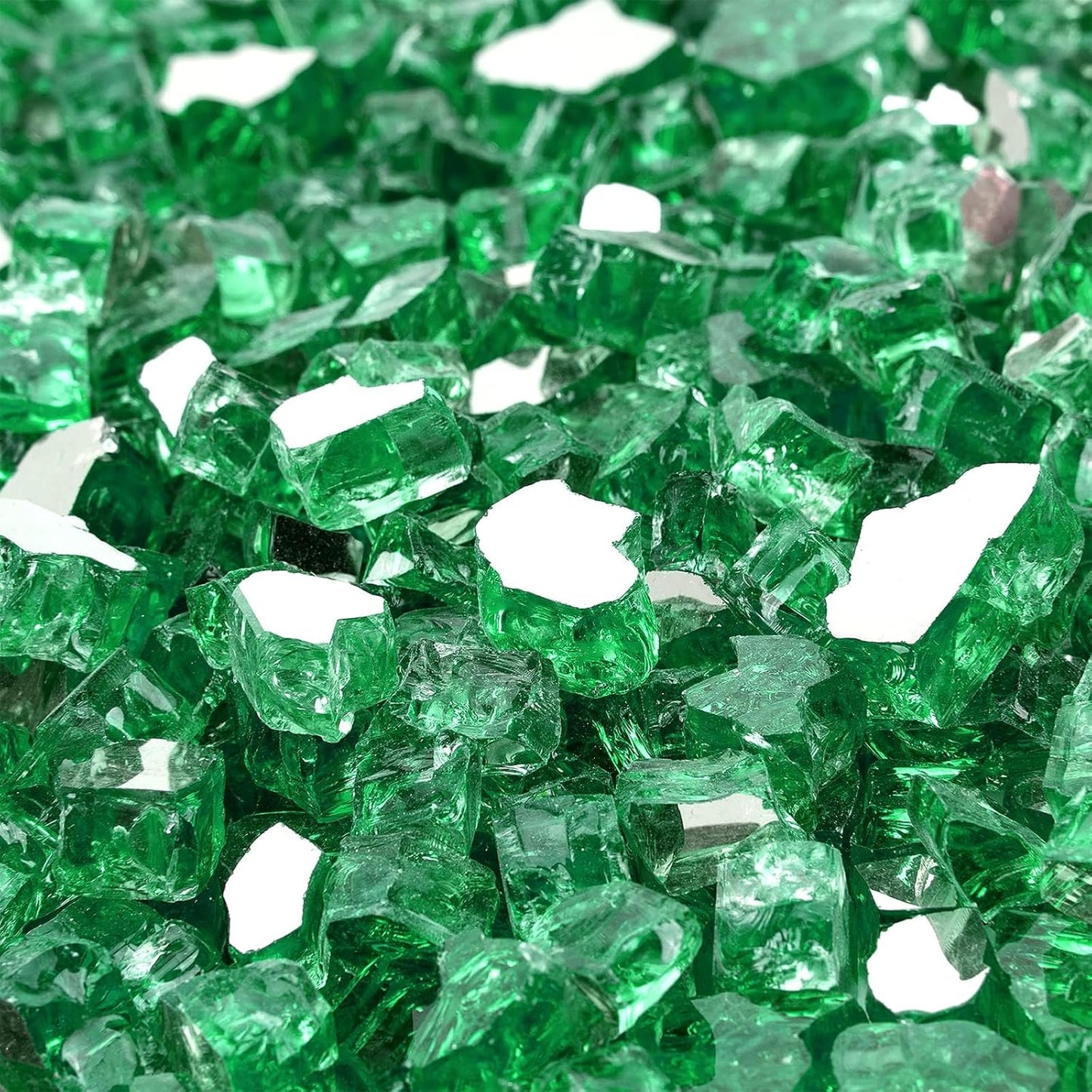 Mr. Fireglass 10 Pounds Fire Glass - 1/4 Inch High Luster Reflective Tempered Glass Rocks for Fireplace Fire Pit Table and Landscaping, Light Green