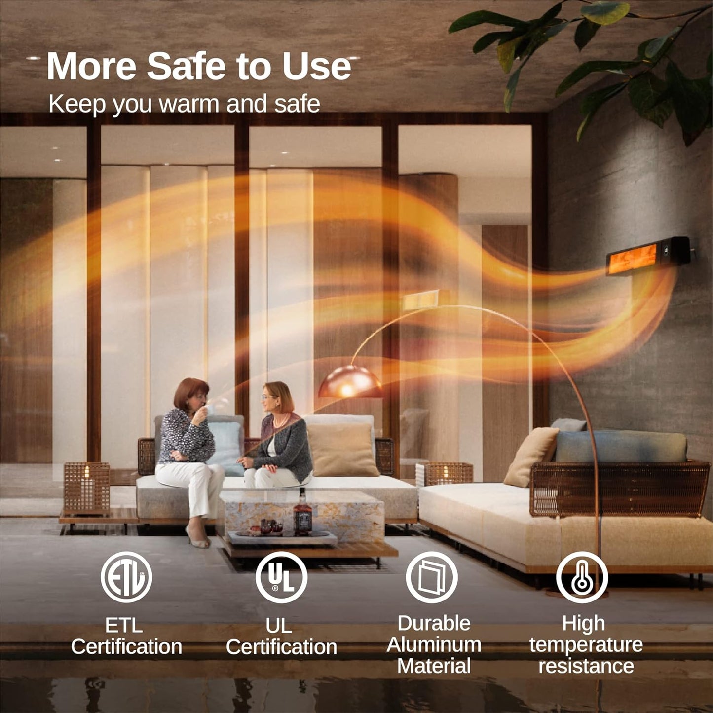 EAST OAK Patio Heater for Commercial Use, 3000W Wall Mounted Electric Infrared Heater, Outdoor Heaters for Patio, Outdoor Heater with IP65 Waterproof & Dustproof Remote Control Black 240V