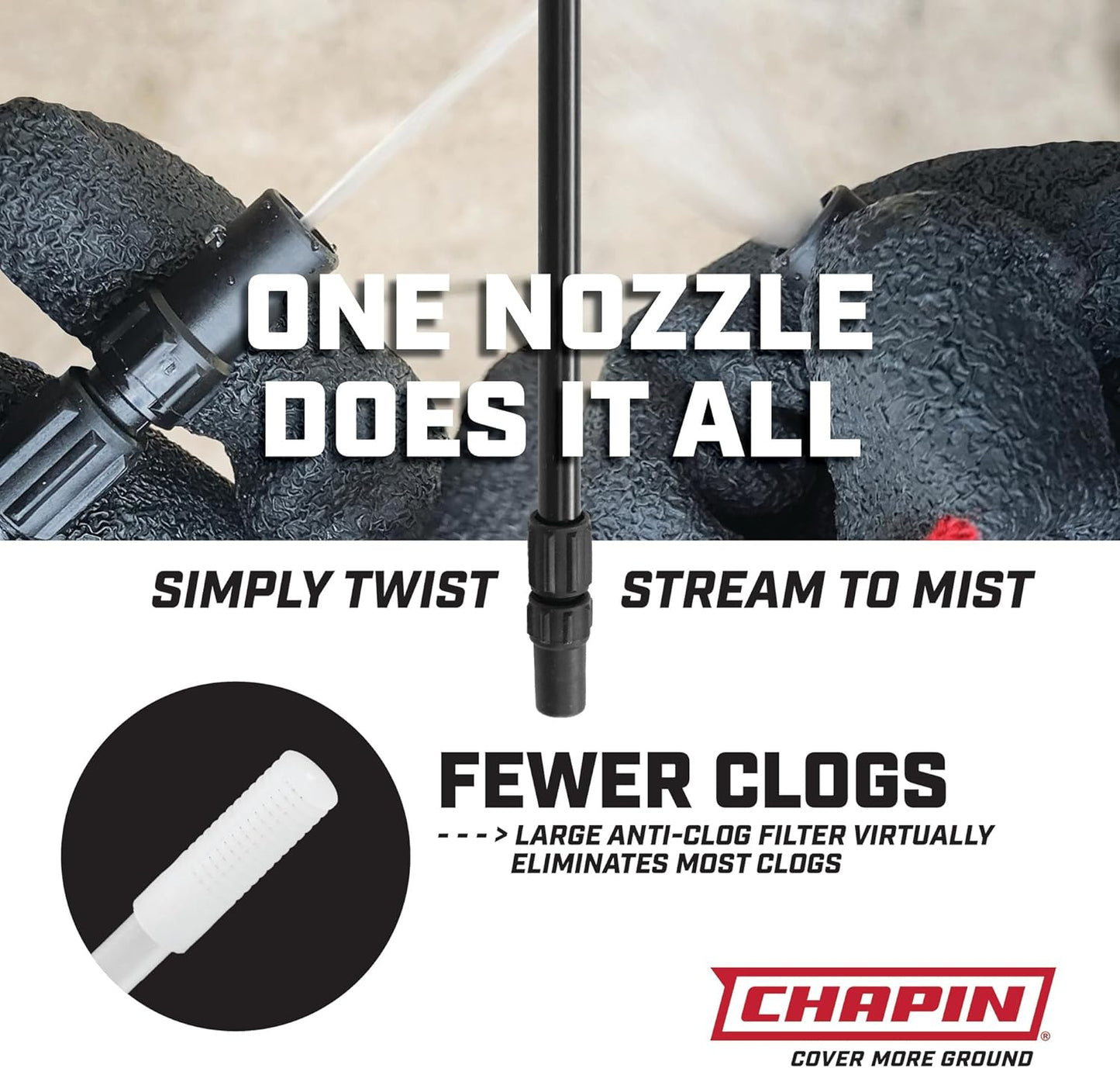 Chapin 20074: Made in The USA Disinfectant Bleach Sprayer, 1-Gallon, Adjustable Cone Nozzle, Compatible with Bleach Solutions and Fungicides, Bonus Spray Shield, Translucent White