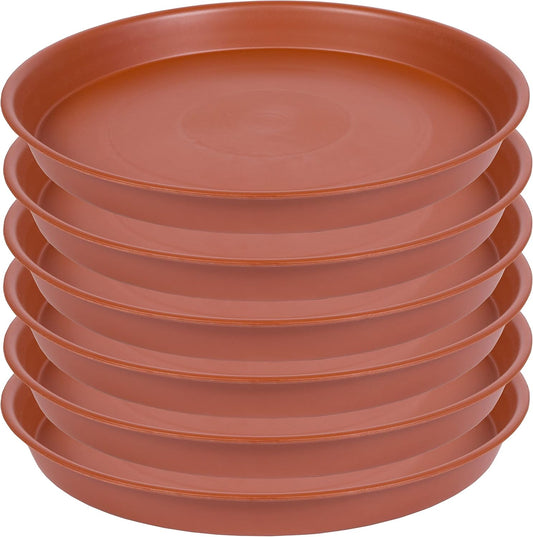6 Pack of 8 inch Plant Saucer, Heavy Duty Plastic Plant Drip Trays 8" Round, Plant Dishes Saucer, Flower Plant Water Trays for Indoors, Plate for Planter 7-9" (8 inch, Terracotta)
