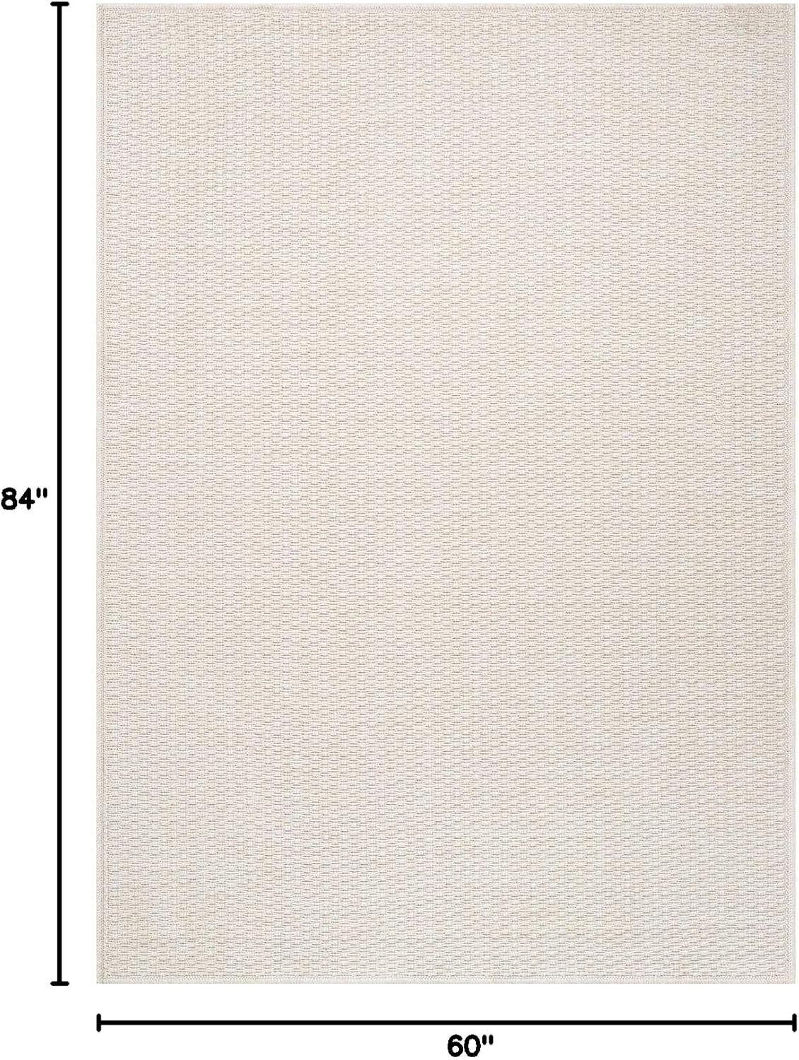 Easy Jute Rug 5x7 Indoor Outdoor Natural Rugs Solid Fiber Rug Woven Area Rug Boho Easy Clean Inside Carpet for Living Room Bedroom Dining Room Hallway or Outdoor Patio Porch (5 X 7 Bone)