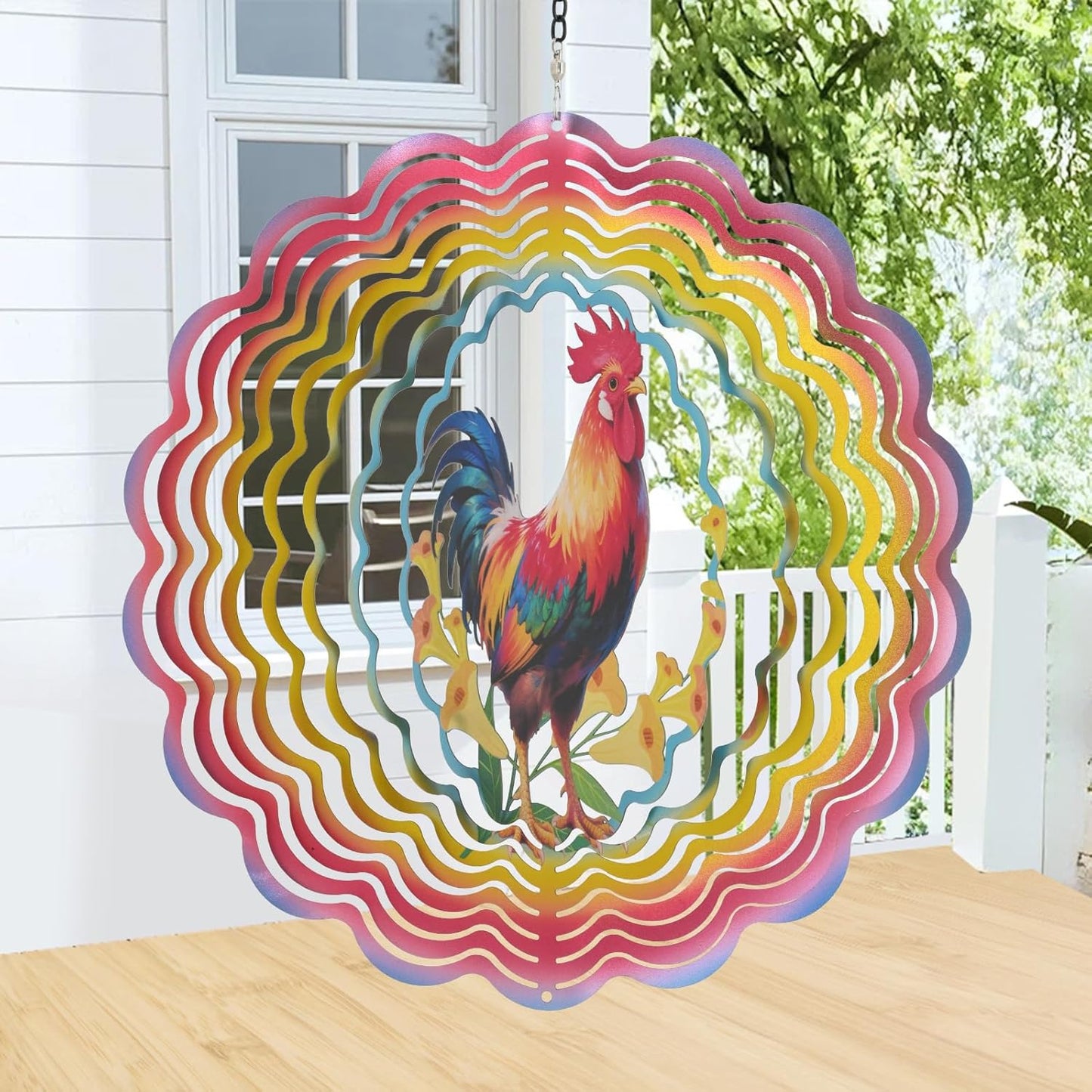 Wind Spinners Outdoor Chicken - Birthday Gifts for Women Mom Wife Grandma, Hanging Wind Sculptures Wind Spinners, 12 inch 3D Wind Spinner for Garden Decor for Outside, Garden, Patio, Yard, Outdoor