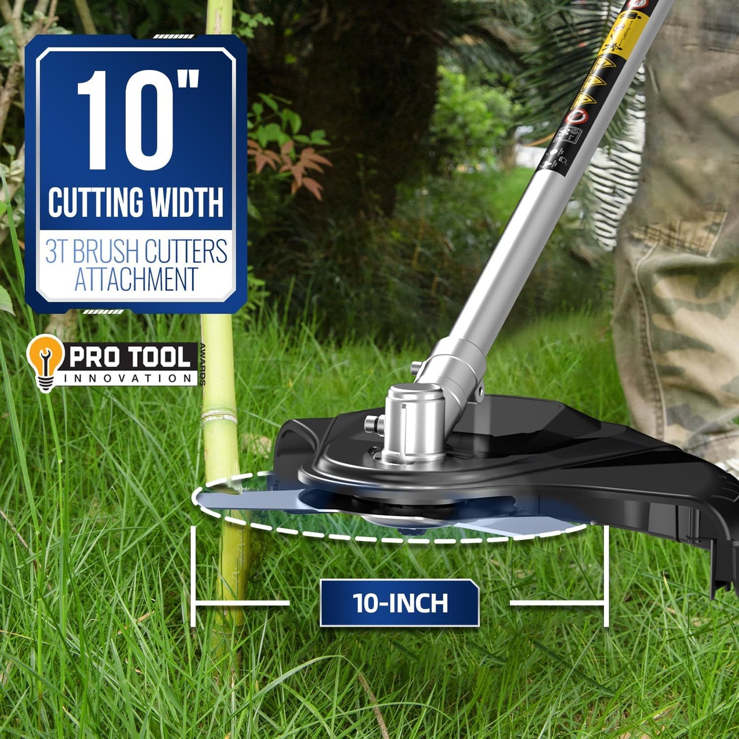 Wild Badger Power 40V Cordless Weed Wacker, String Trimmer/Edger, Hedge Trimmer and Brush Cutter Blade, Pole Saw, Attachment Capable 4-in-1 Multi-Tool Kit with 2 * 20V 4Ah Battery and 1 Charger, Blue