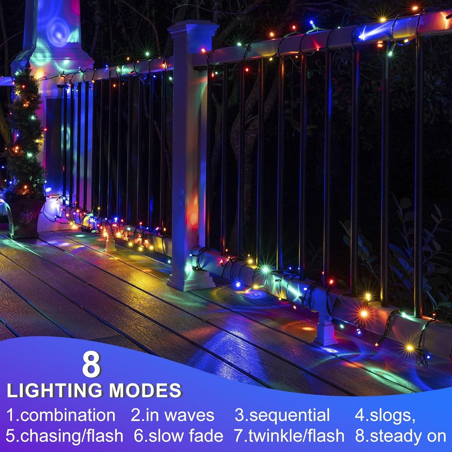 weillsnow 500 LED Multicolor Outdoor Christmas Lights, 164Ft Plug in Waterproof String Lights, 8 Modes with Memory for Outdoor Indoor Garden Halloween Christmas Decorations (Multicolor)