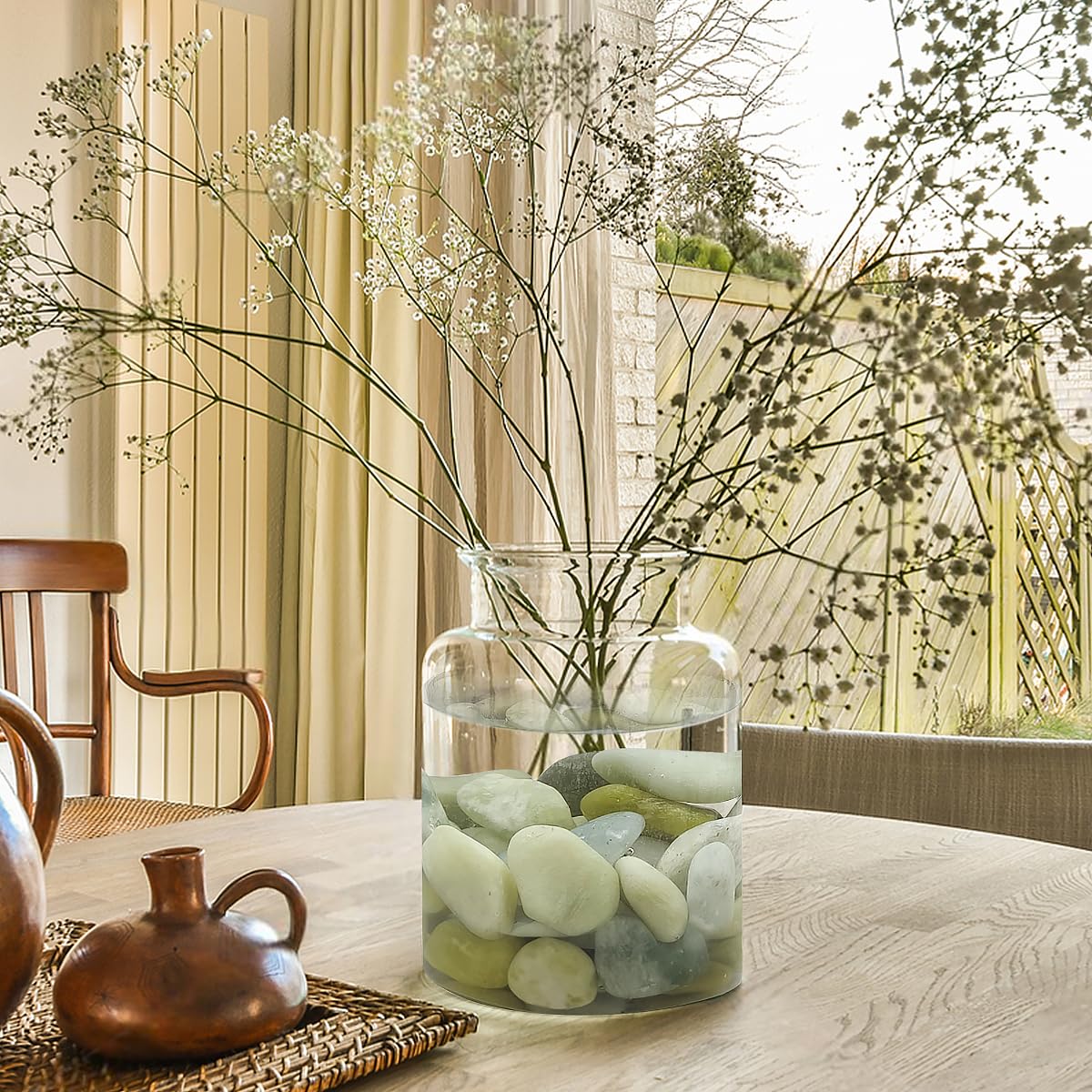 5lbs Jade Pebbles for Indoor Plants, 2-3 Inch Natural River Rocks, High Polished Decorative Stones Vase Filler Fish Tank Aquariums Landscaping Garden Outdoor and Indoor DIY