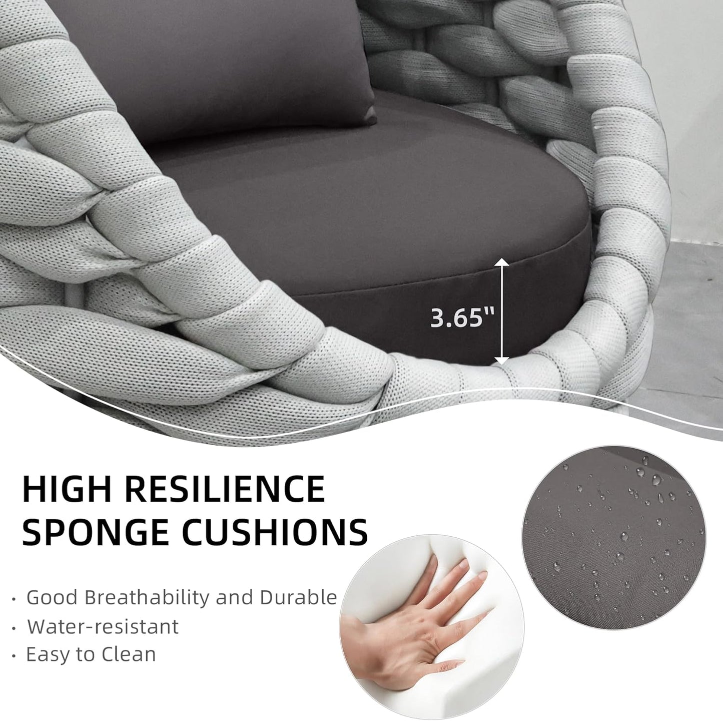 TWT Outdoor Patio Furniture Set 6 Pieces Aluminum Sectional Sofa, Metal Patio Conversation Set with Threeseat, Loveseat & Armchair, Cushion and Coffee Tables