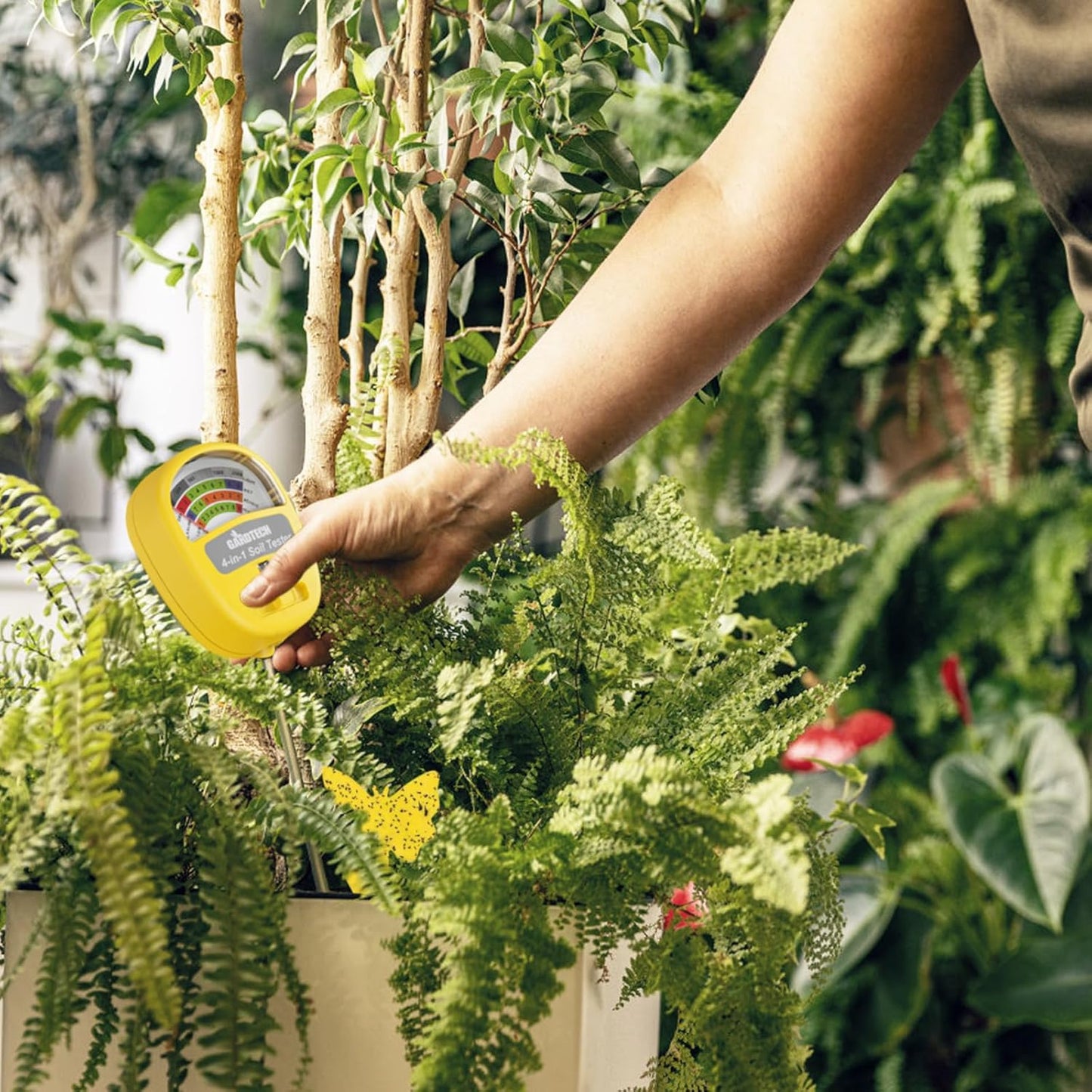 Gardtech Soil Moisture Meter - 4-in-1 Soil Test Kit Without Battery, Soil Moisture/Light/Nutrients/pH Meter for Plant, Garden, Lawn, Indoor & Outdoor (Yellow)