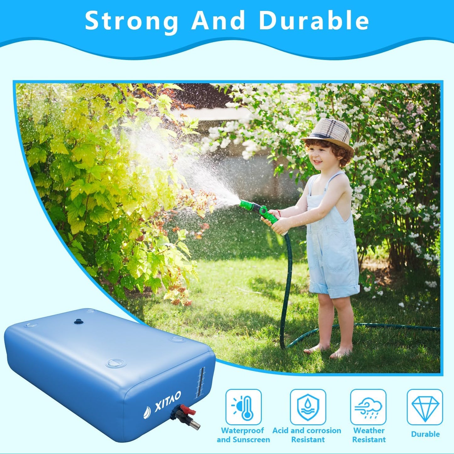 XITAO 142Gal Large Capacity Water Storage Bladder Containers w/Water Level Indicator Portable Foldable Emergency Water Tank Bag for RVs, Drought Resistance, Fire Prevention, Agricultural Irrigation