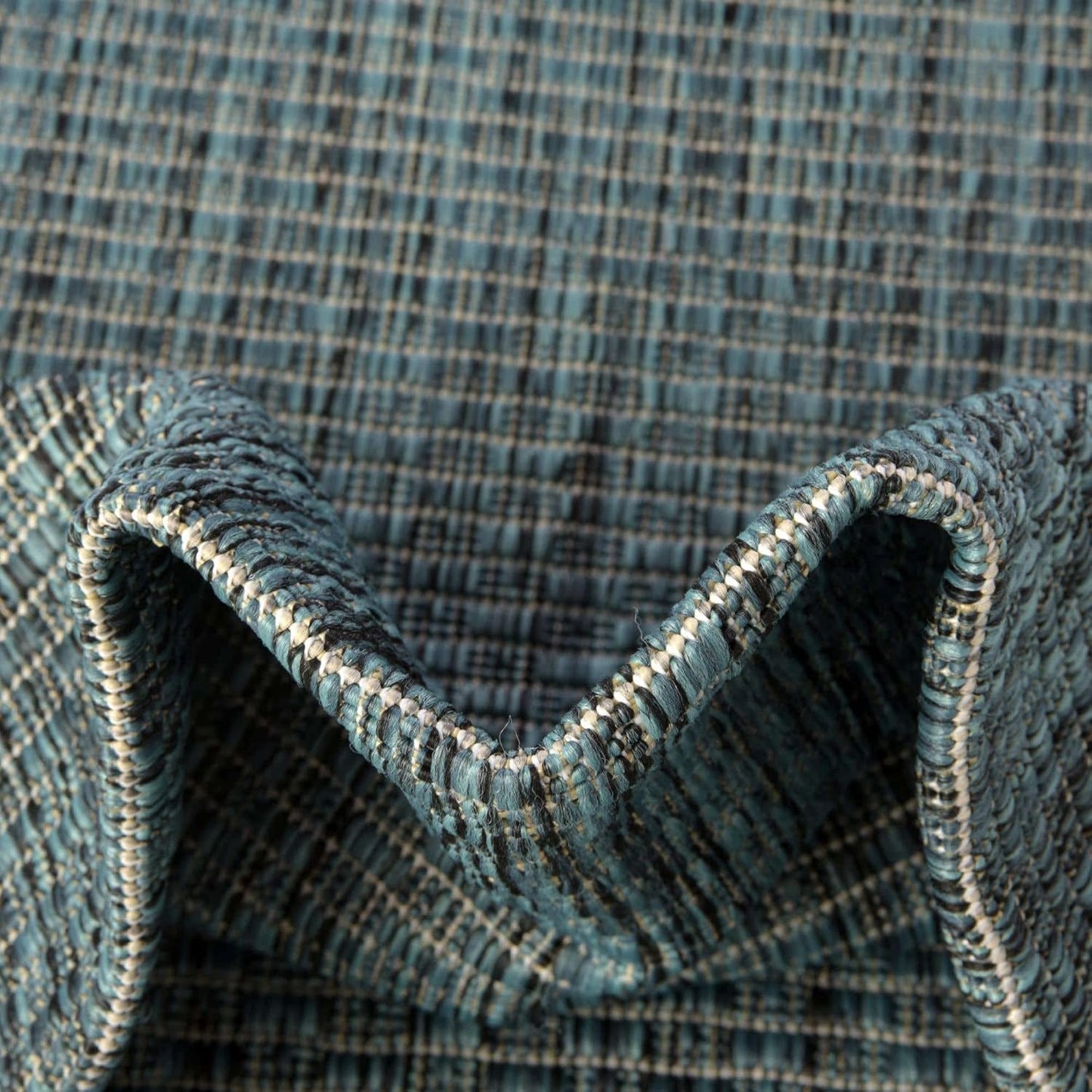 Unique Loom Collection Casual Transitional Solid Heathered Indoor/Outdoor Flatweave Area Rug (13' Square, Teal/Navy Blue)