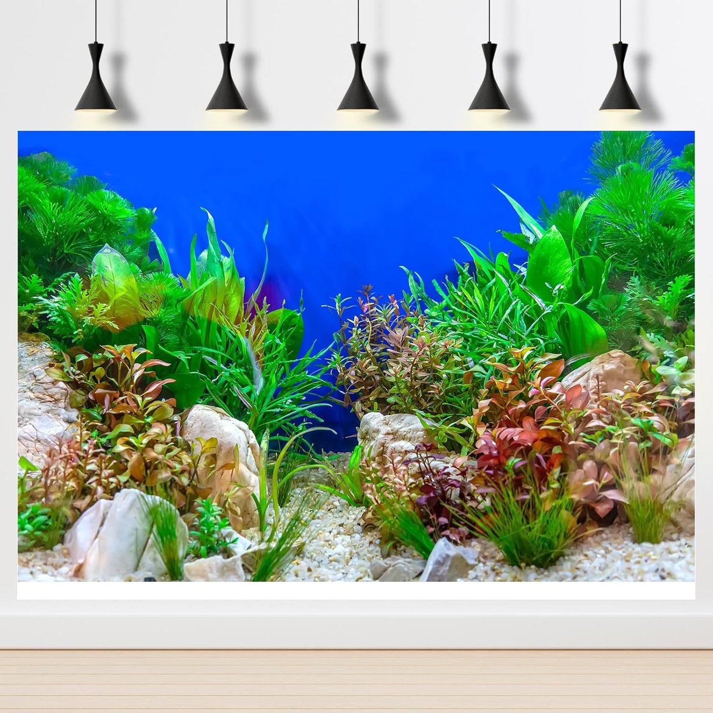 Aquarium Background Green Aquatic Plant Stone River Bed and Lake Fish Tank Background Decor Underwater Grass Leaves with Pebble Aquarium Backdrop Perfect Fish Tank Decors Vinyl 36x20in