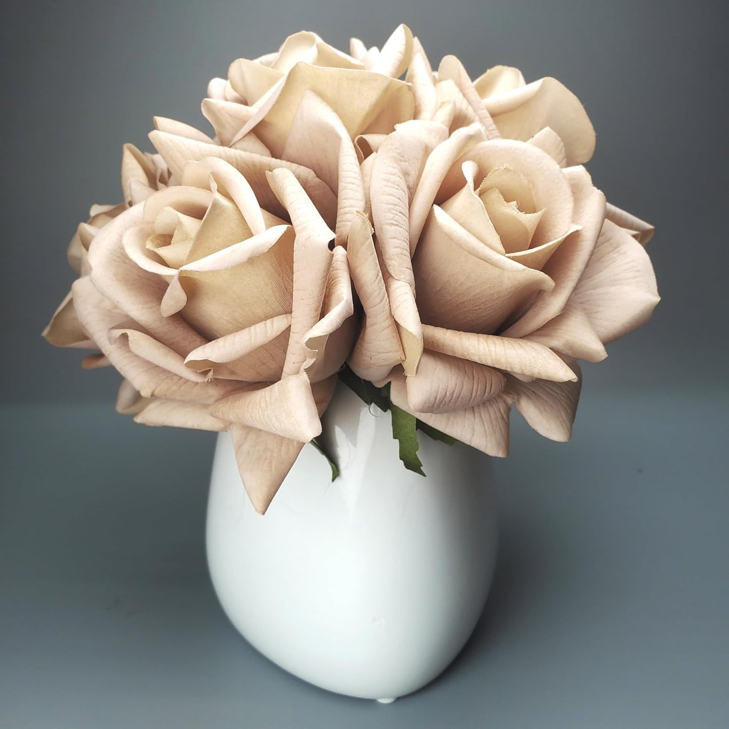 Artificial flower real touch roses feel and look realistic fake roses with stems, suitable for gift, for wife girlfriend mom friends, Indoor home table，cake, hotel, car ecoration (6, golden)